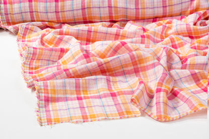 Printed Double Cotton Gauze - Pink / Purple / Orange