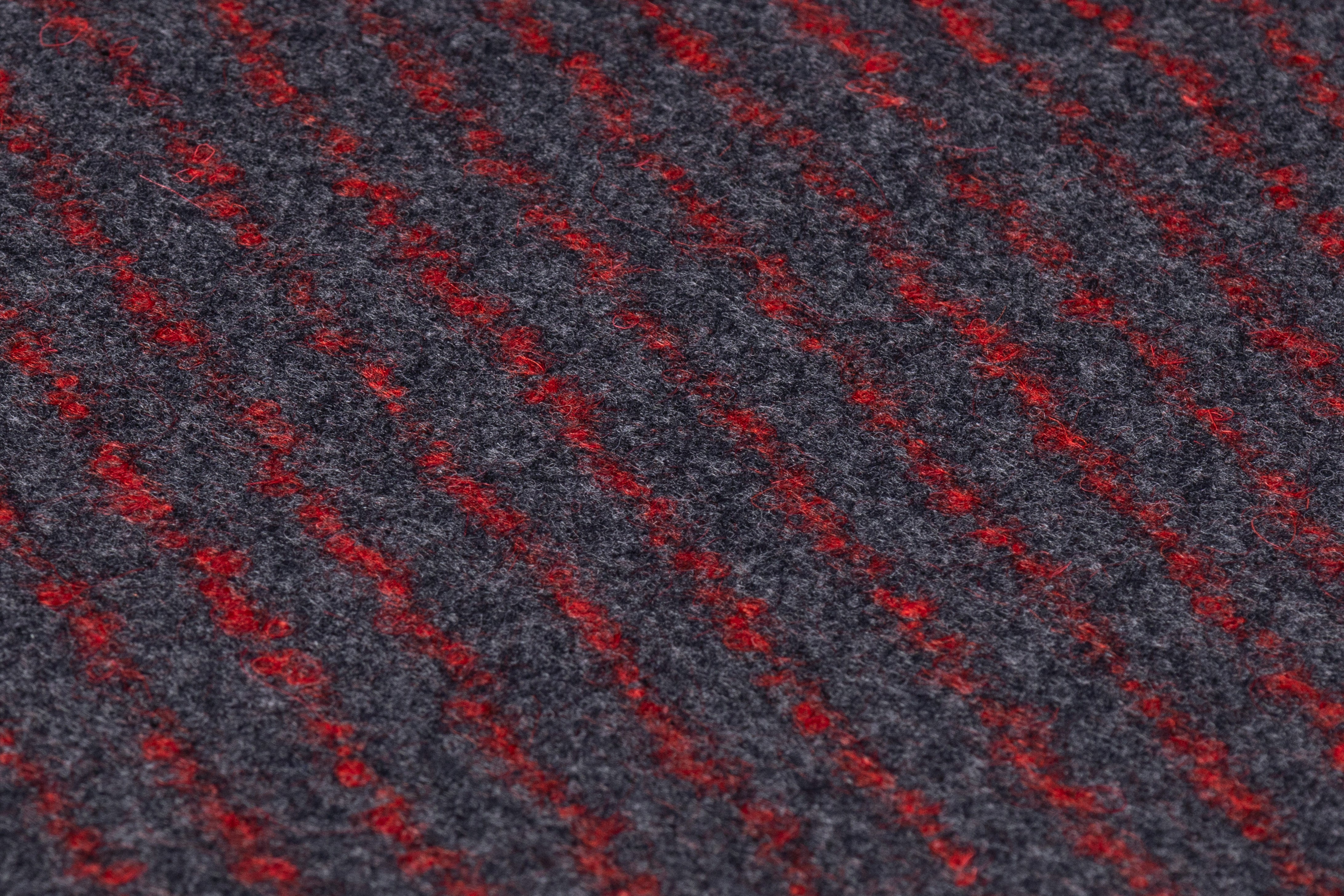 Vitale Barberis Canonico - Boucle Striped Italian Wool Flannel - Charcoal Gray / Red