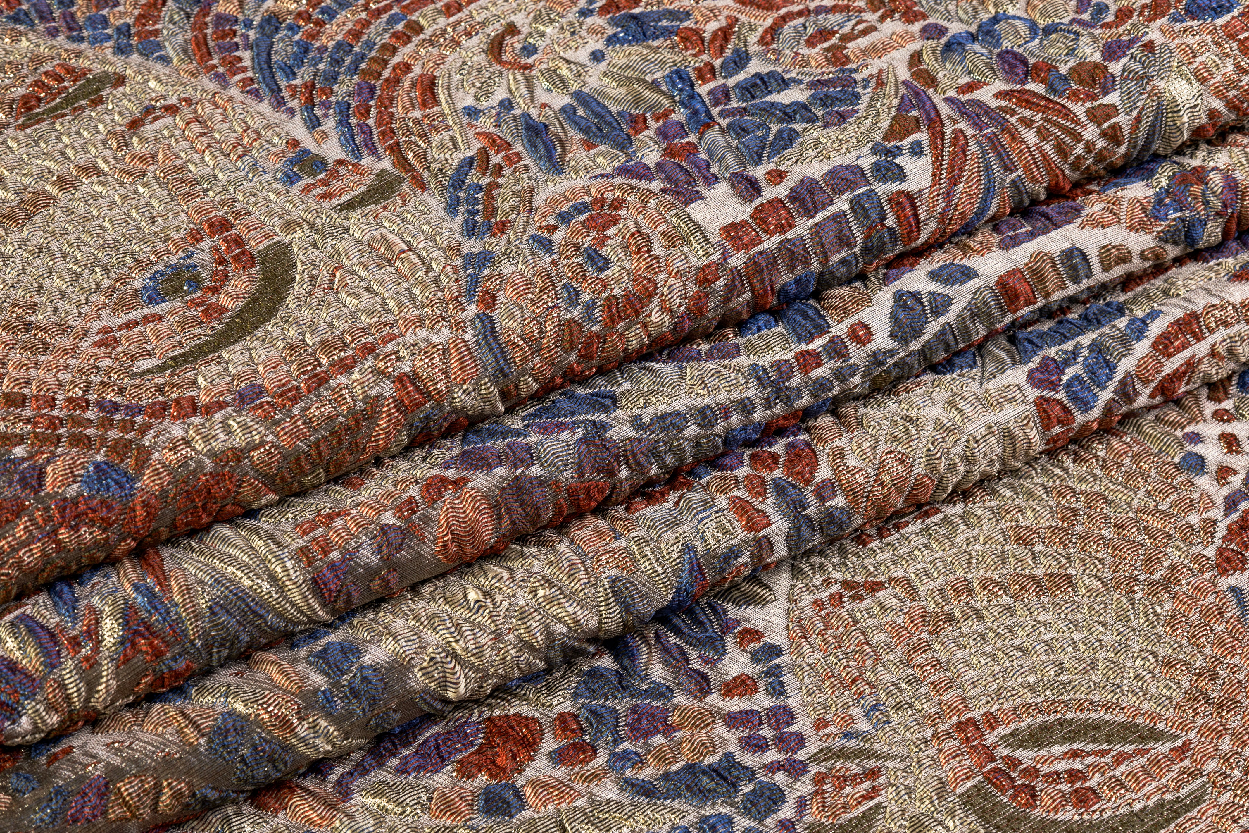 Mosaic Italian Brocade - Taupe / Gold / Blue / Rust