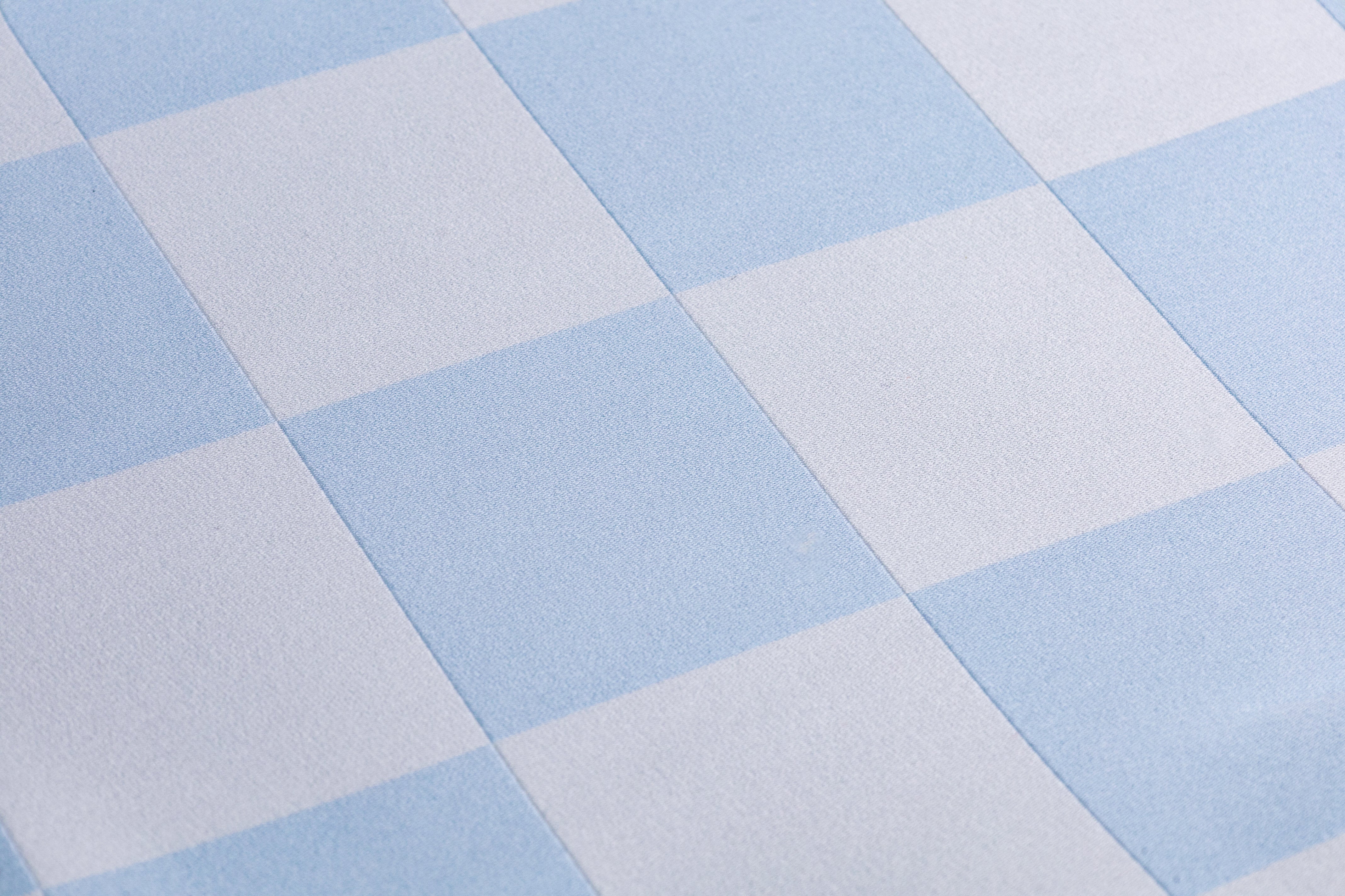 Double Faced Checked Italian Silk Blend Brocade - Blue