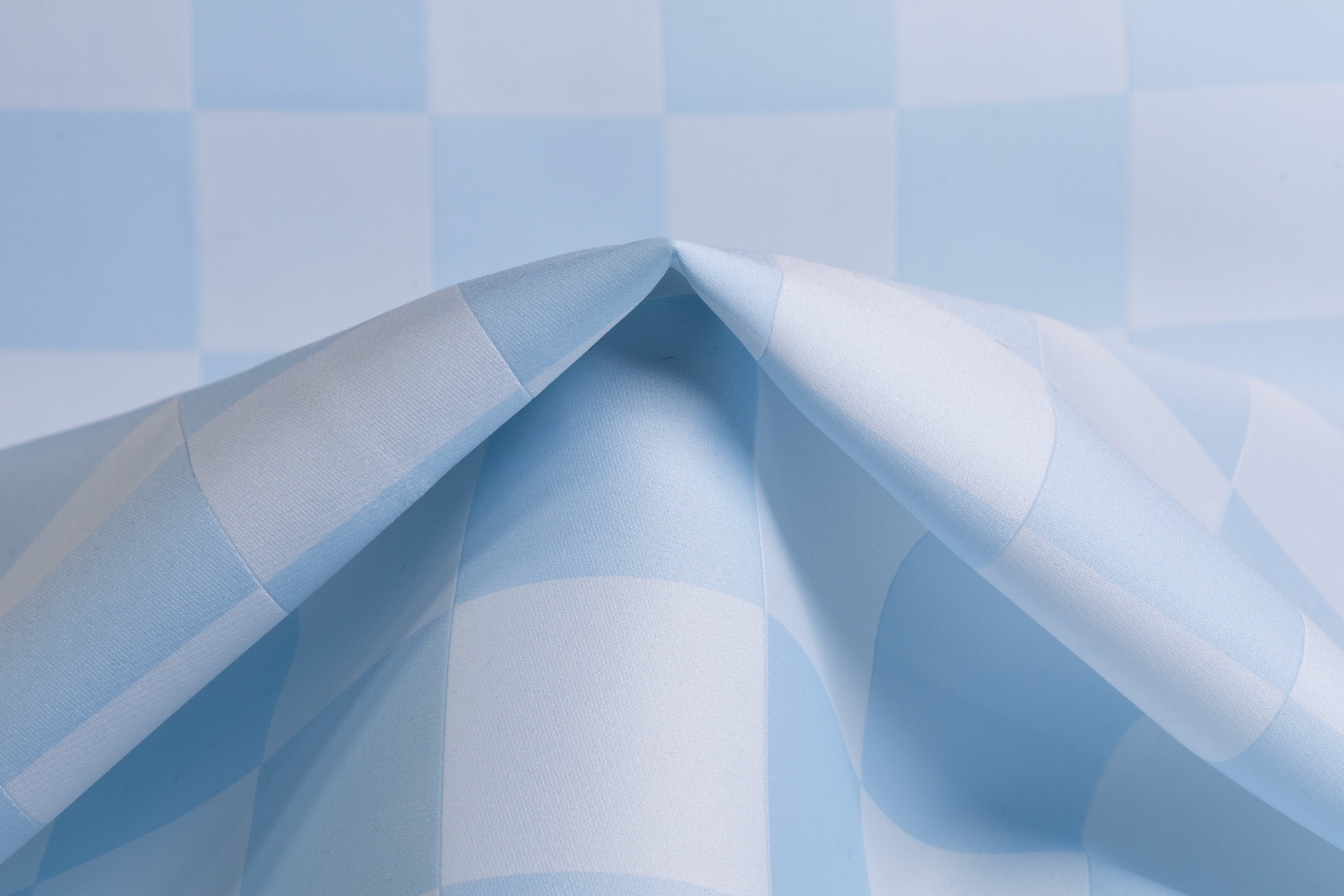 Double Faced Checked Italian Silk Blend Brocade - Blue