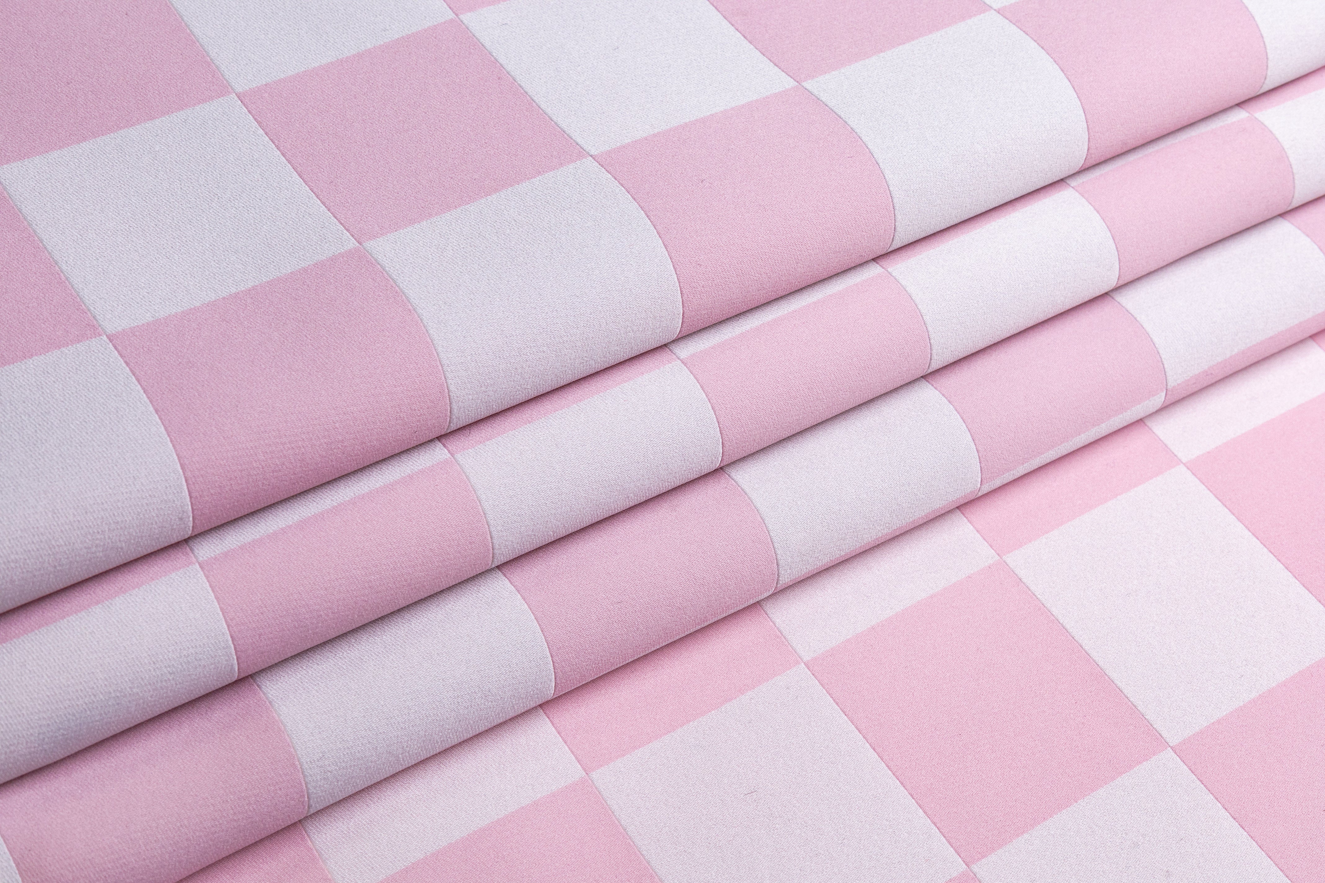 Double Faced Checked Italian Silk Blend Brocade - Pink