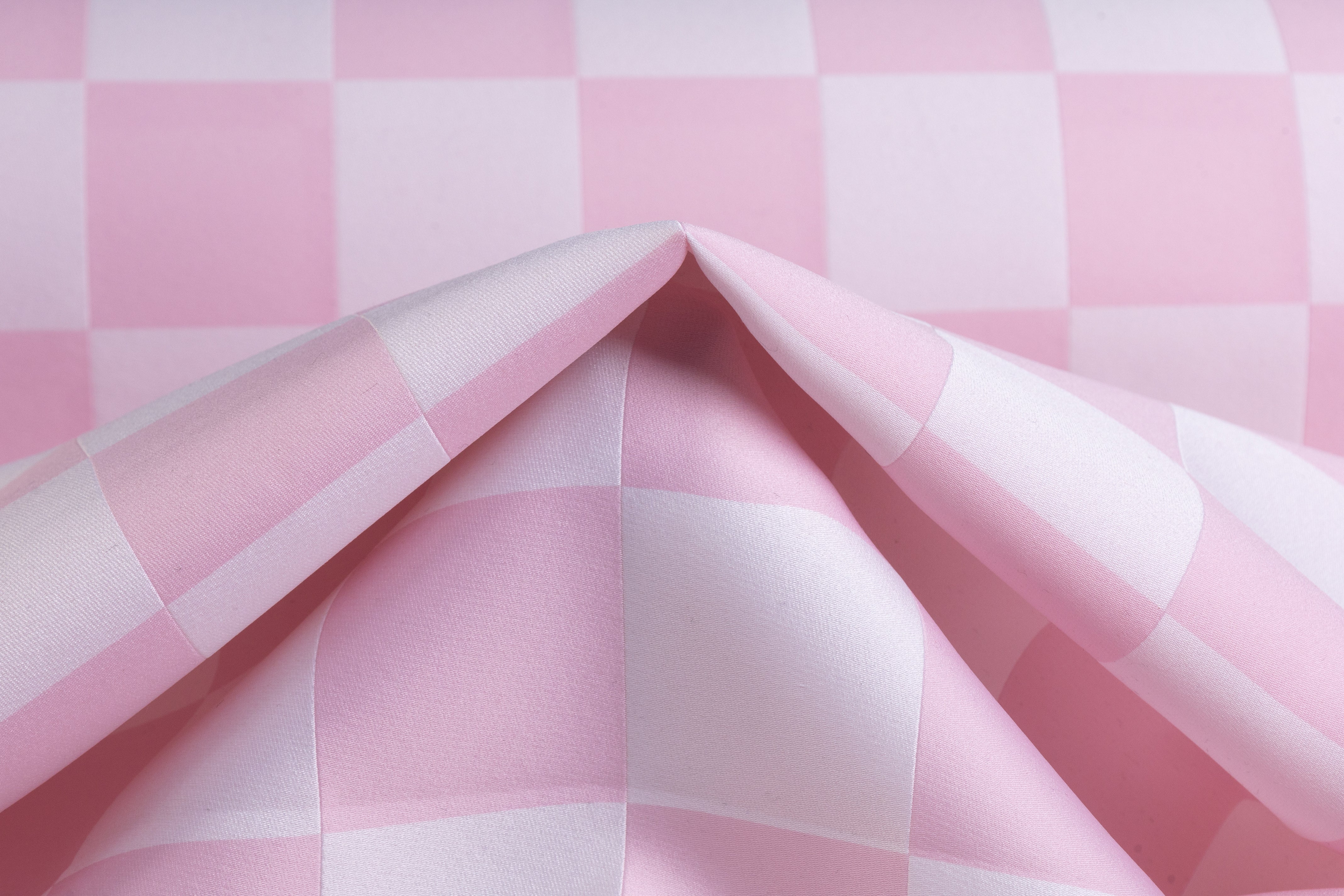 Double Faced Checked Italian Silk Blend Brocade - Pink