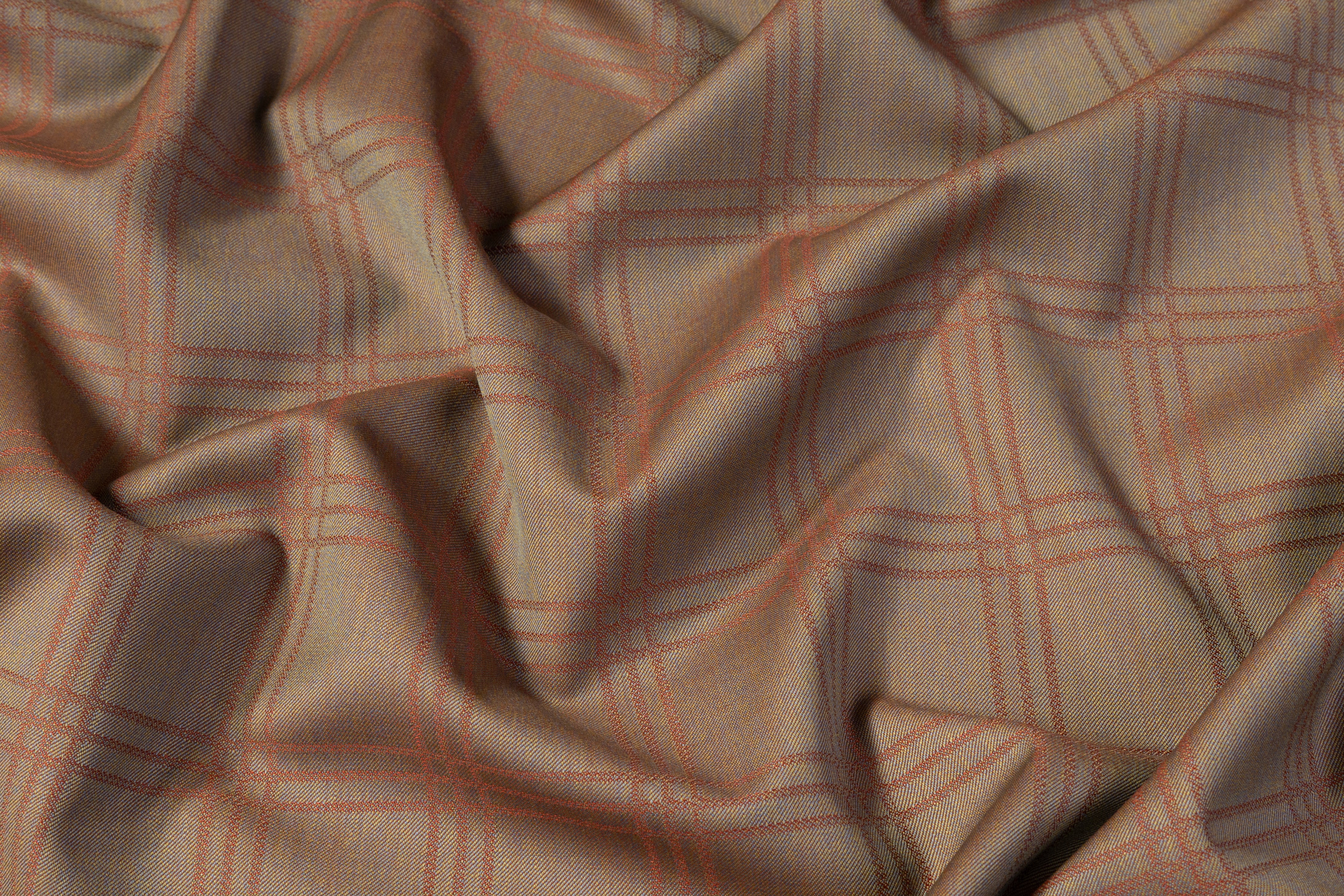 Vitale Barberis Canonico - Iridescent Checked Italian Wool Suiting - Olive / Rust