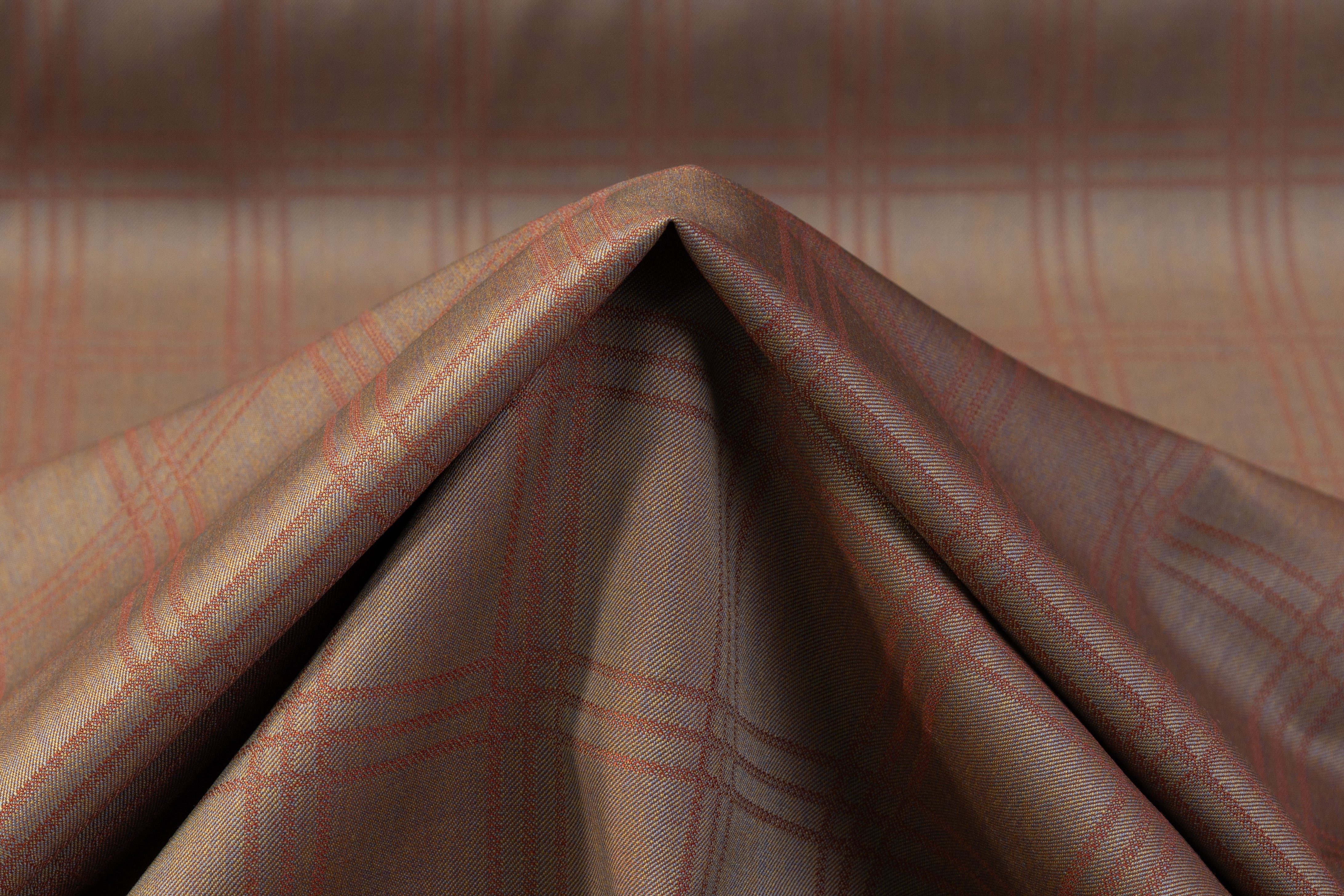Vitale Barberis Canonico - Iridescent Checked Italian Wool Suiting - Olive / Rust