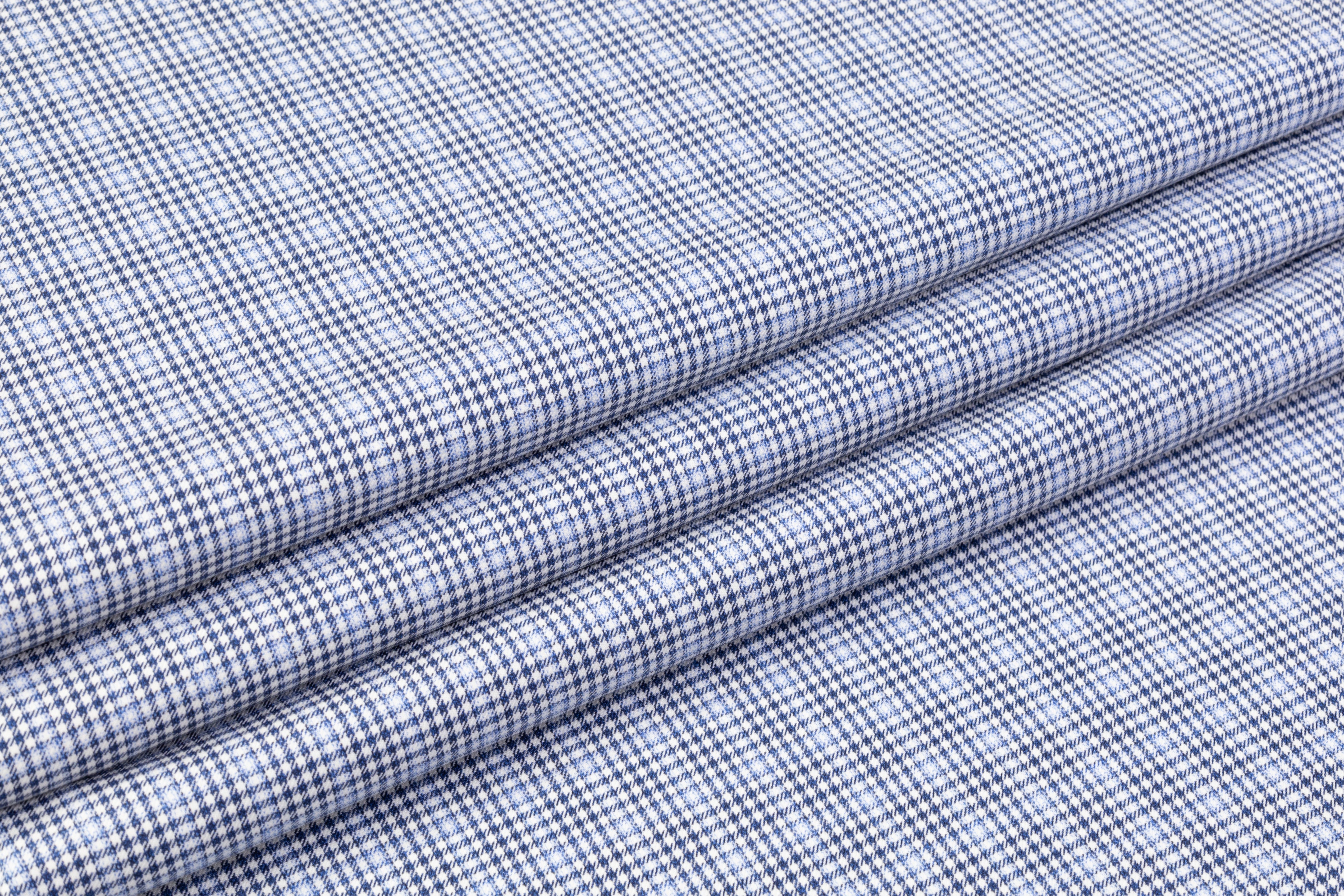 Checked Italian Wool Suiting - Blue / White