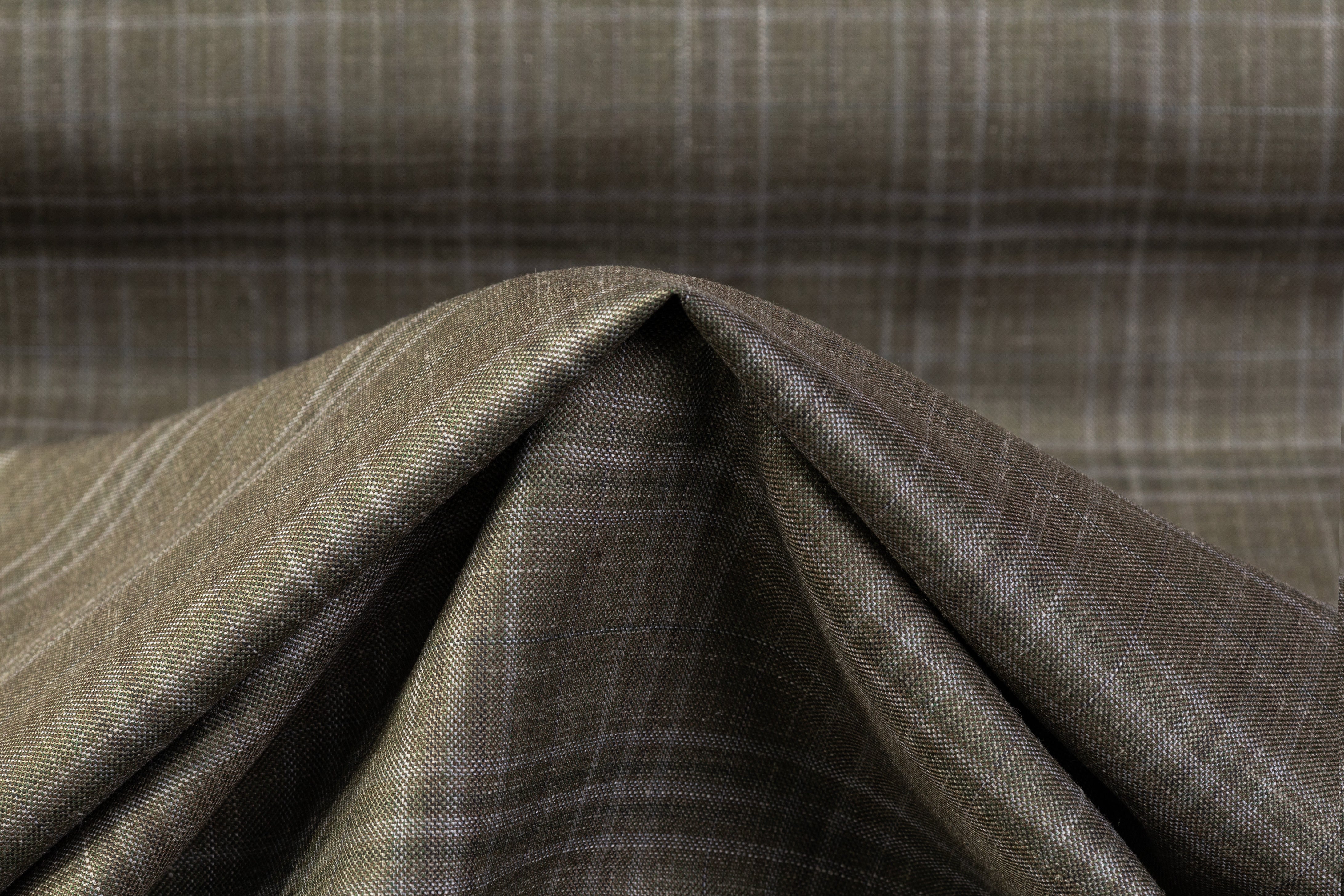 Carlo Barbera - Plaid Italian Wool Silk Linen Suiting - Sage Green