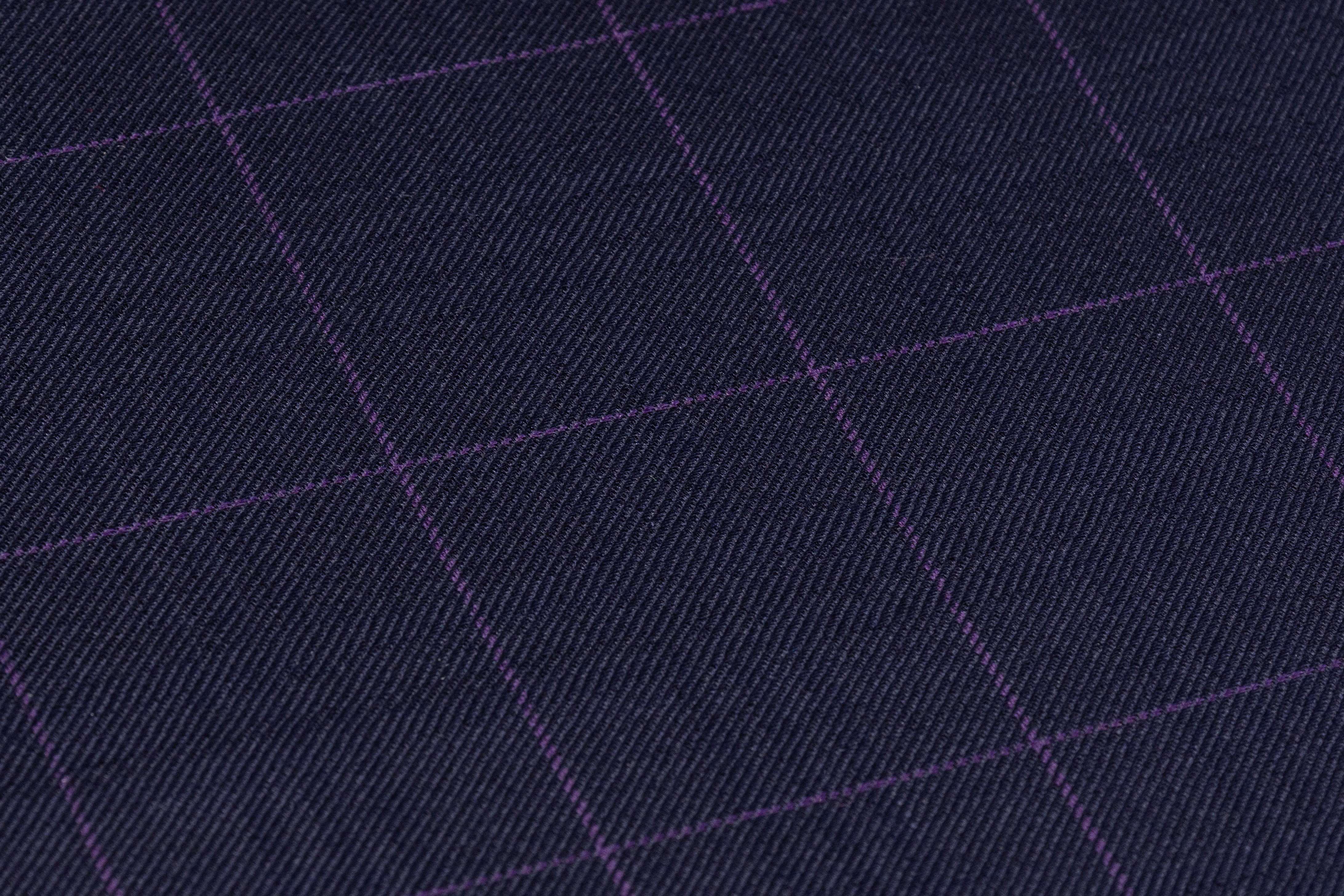 Checked Italian Silk and Wool Suiting - Navy / Purple