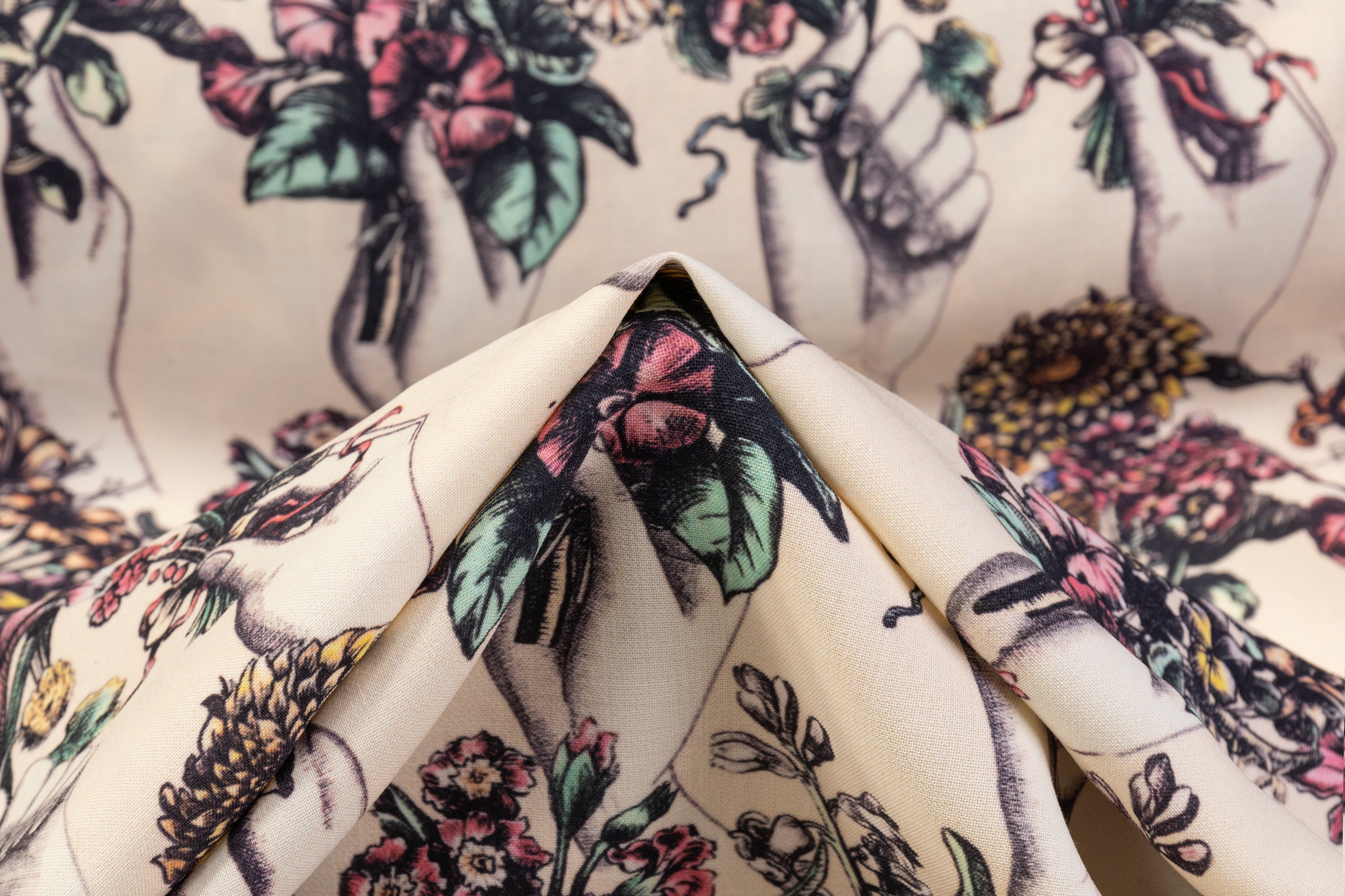 Handheld Blooms - Printed Italian Wool