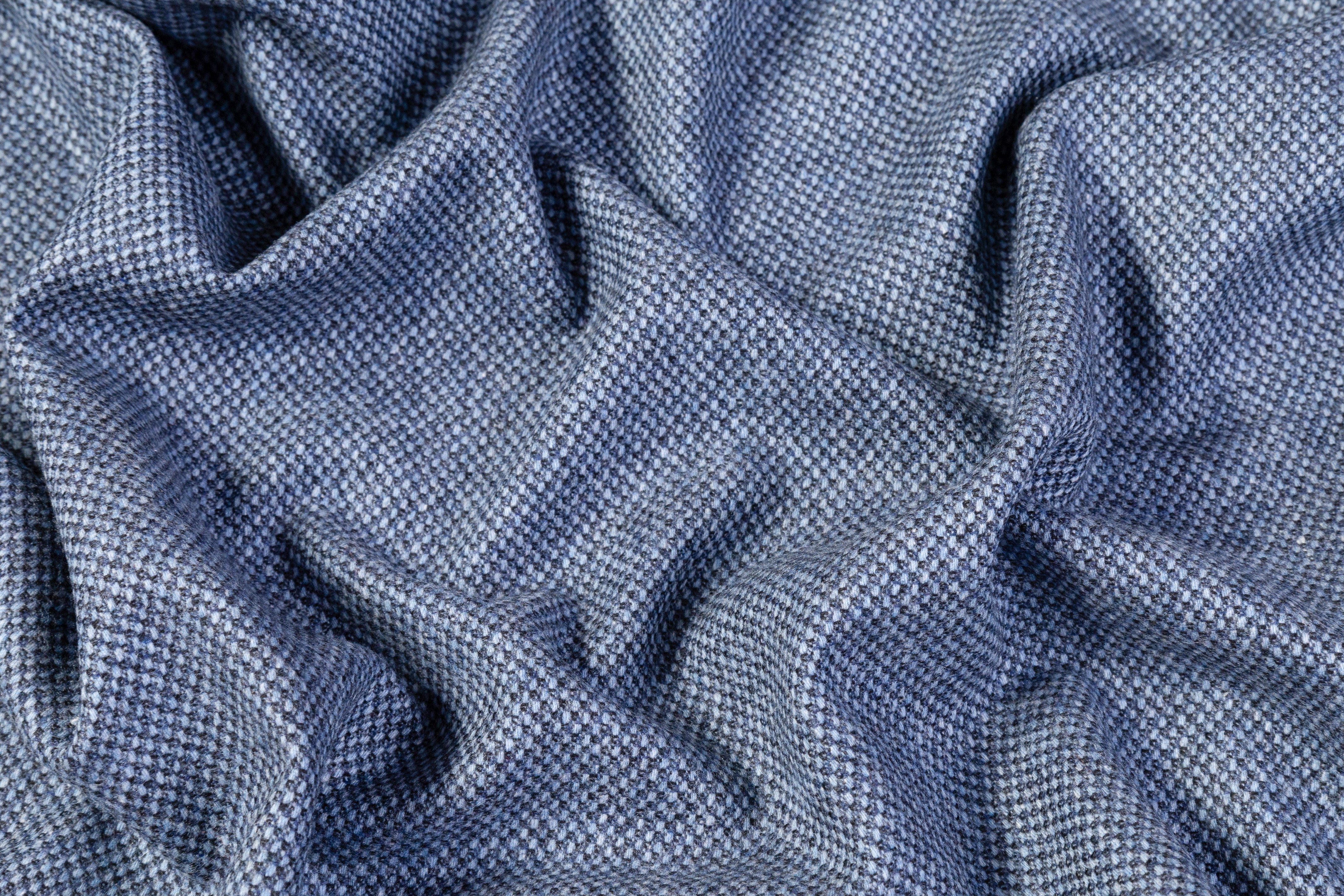 Italian Wool Cashmere Tweed Suiting - Blue