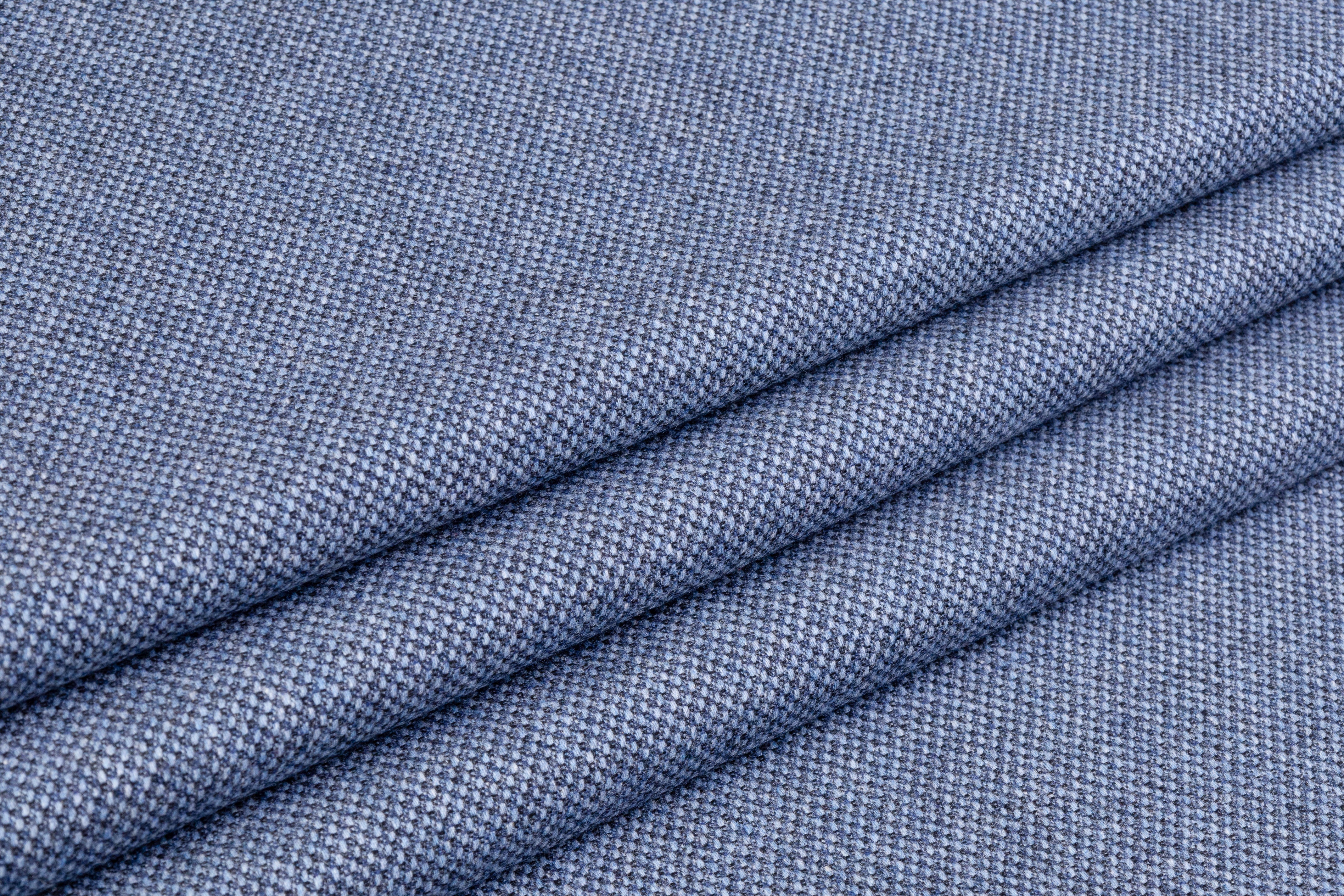 Italian Wool Cashmere Tweed Suiting - Blue