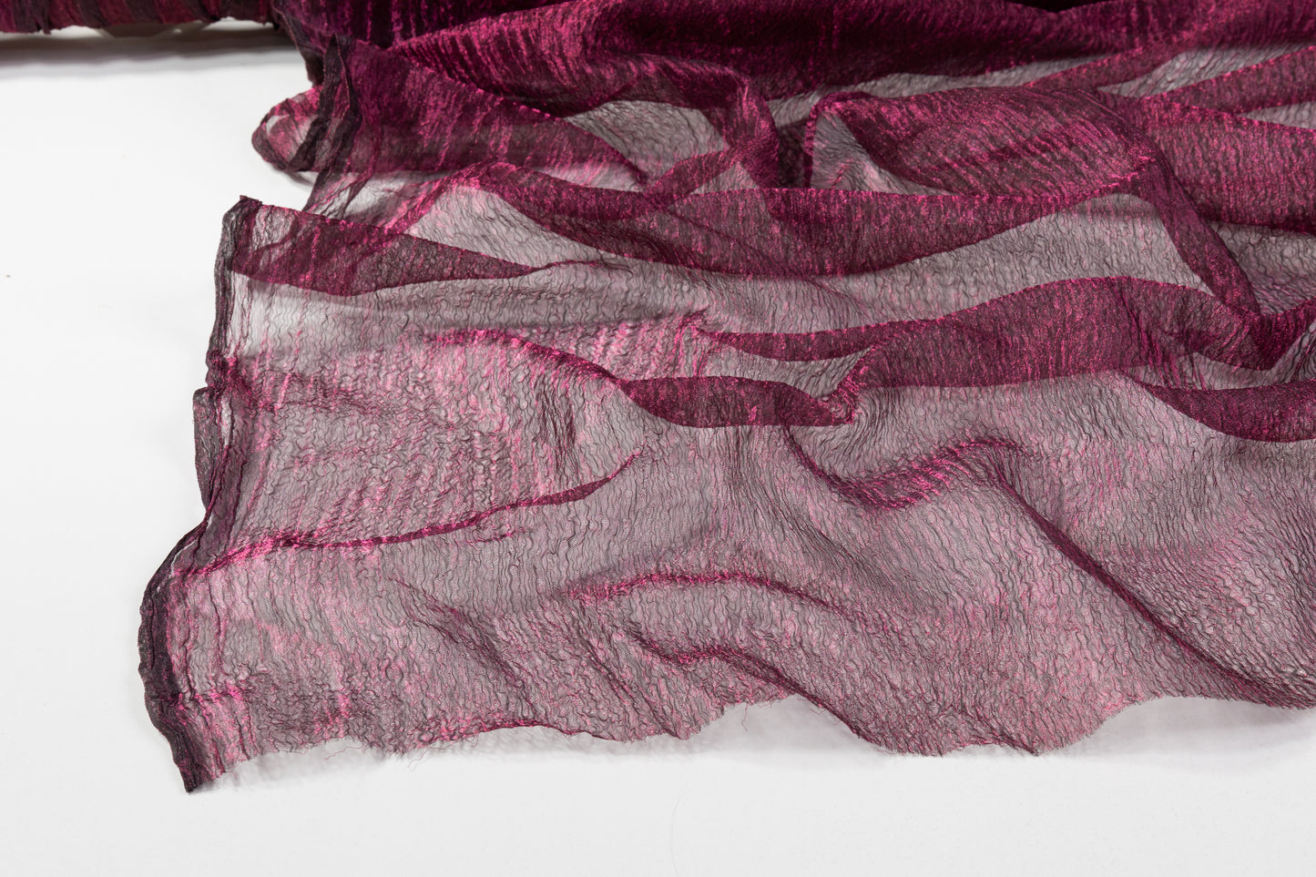 Iridescent Crinkled Organza Lamé - Wine