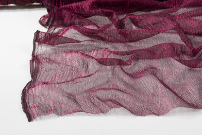 Iridescent Crinkled Organza Lamé - Wine