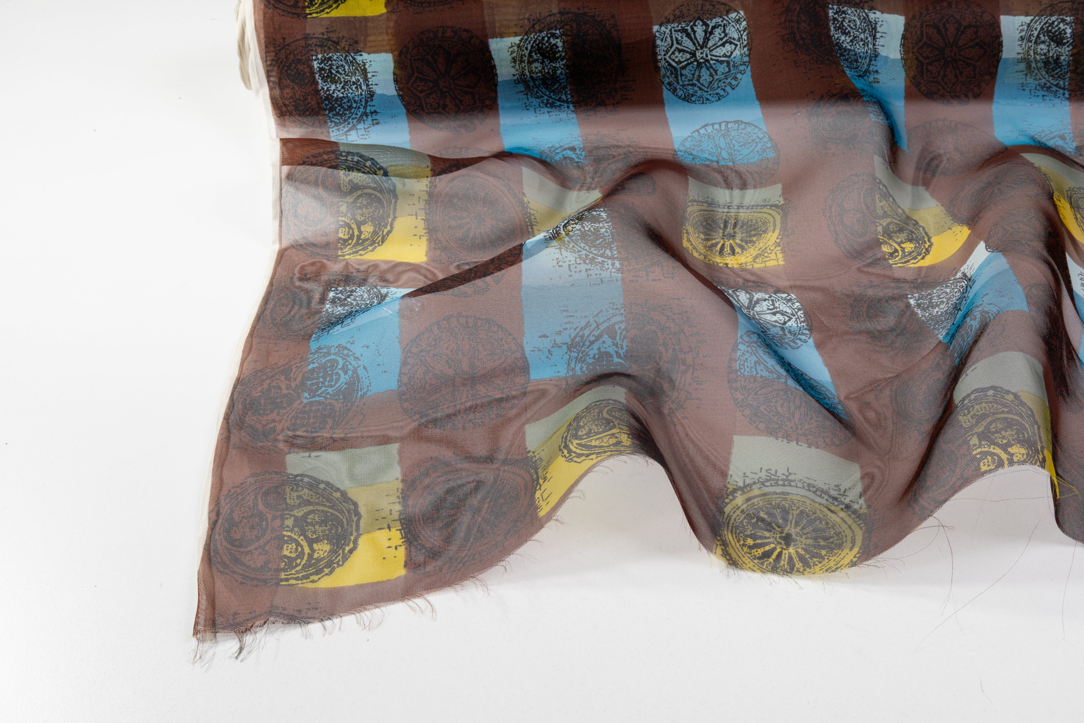 Printed Silk Gazar - Brown