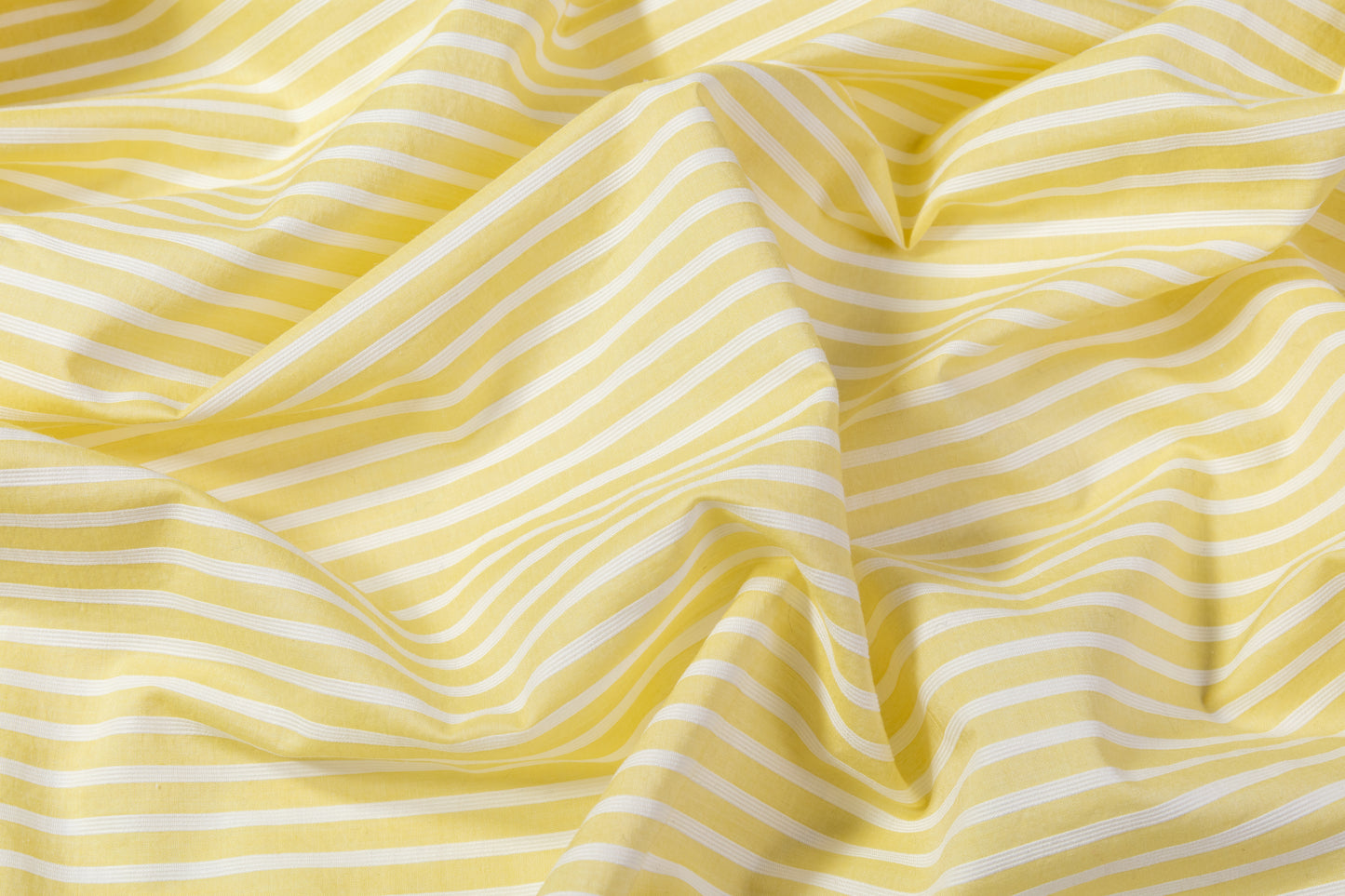 Striped Cotton Shirting - Yellow / White
