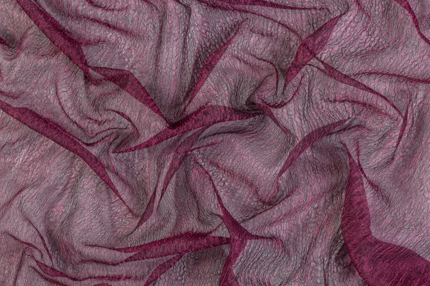 Iridescent Crinkled Organza Lamé - Wine