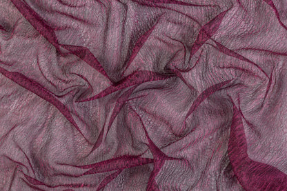 Iridescent Crinkled Organza Lamé - Wine