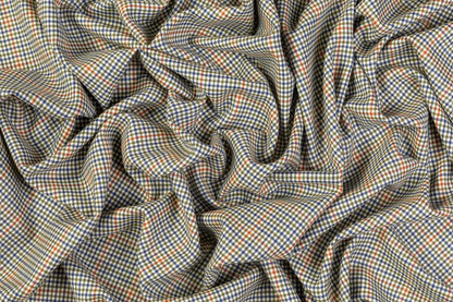 Checked Superfine Worsted Wool Suiting - Green / Blue / Orange