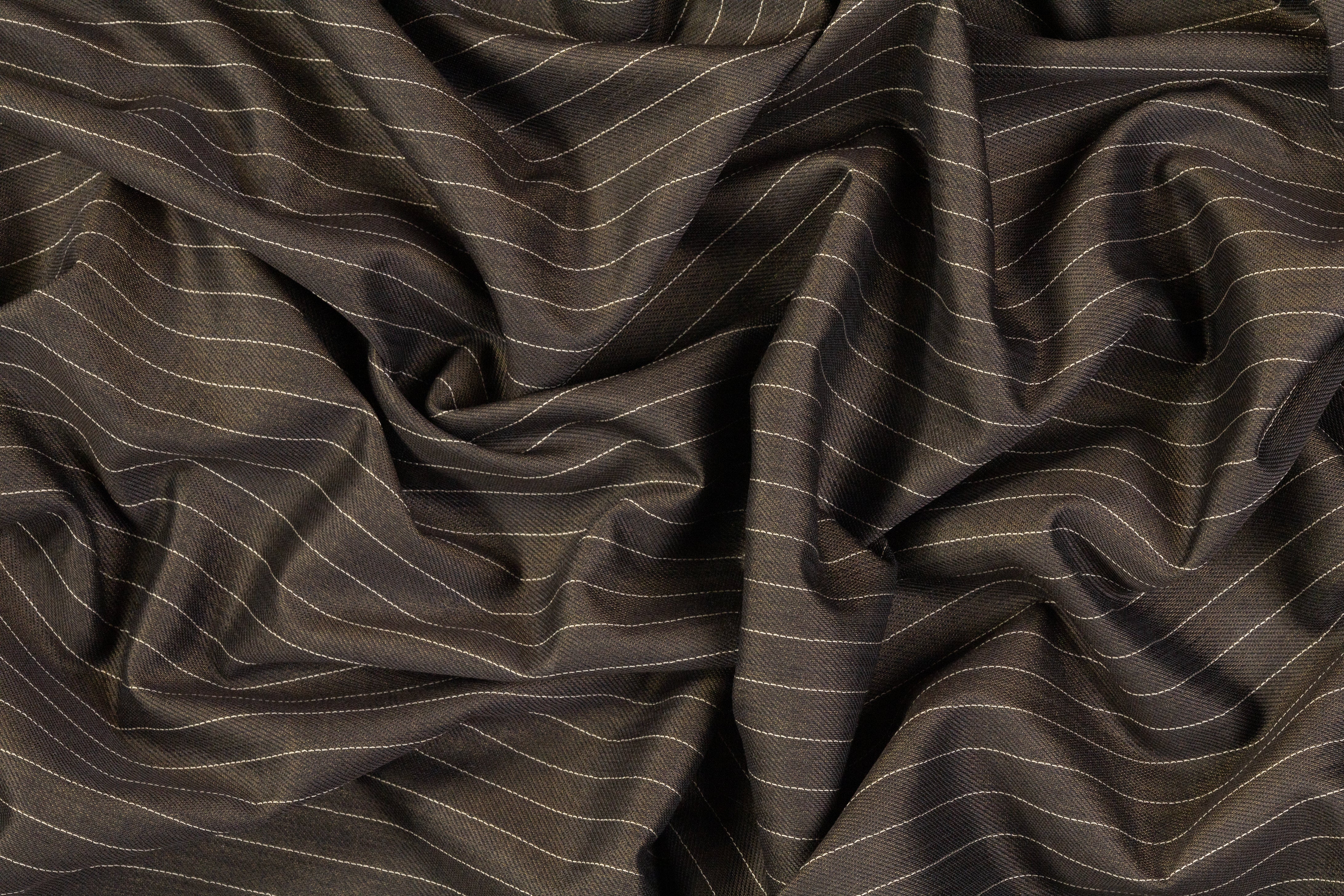 Iridescent Pin Striped Italian Wool Viscose Suiting - Bronze