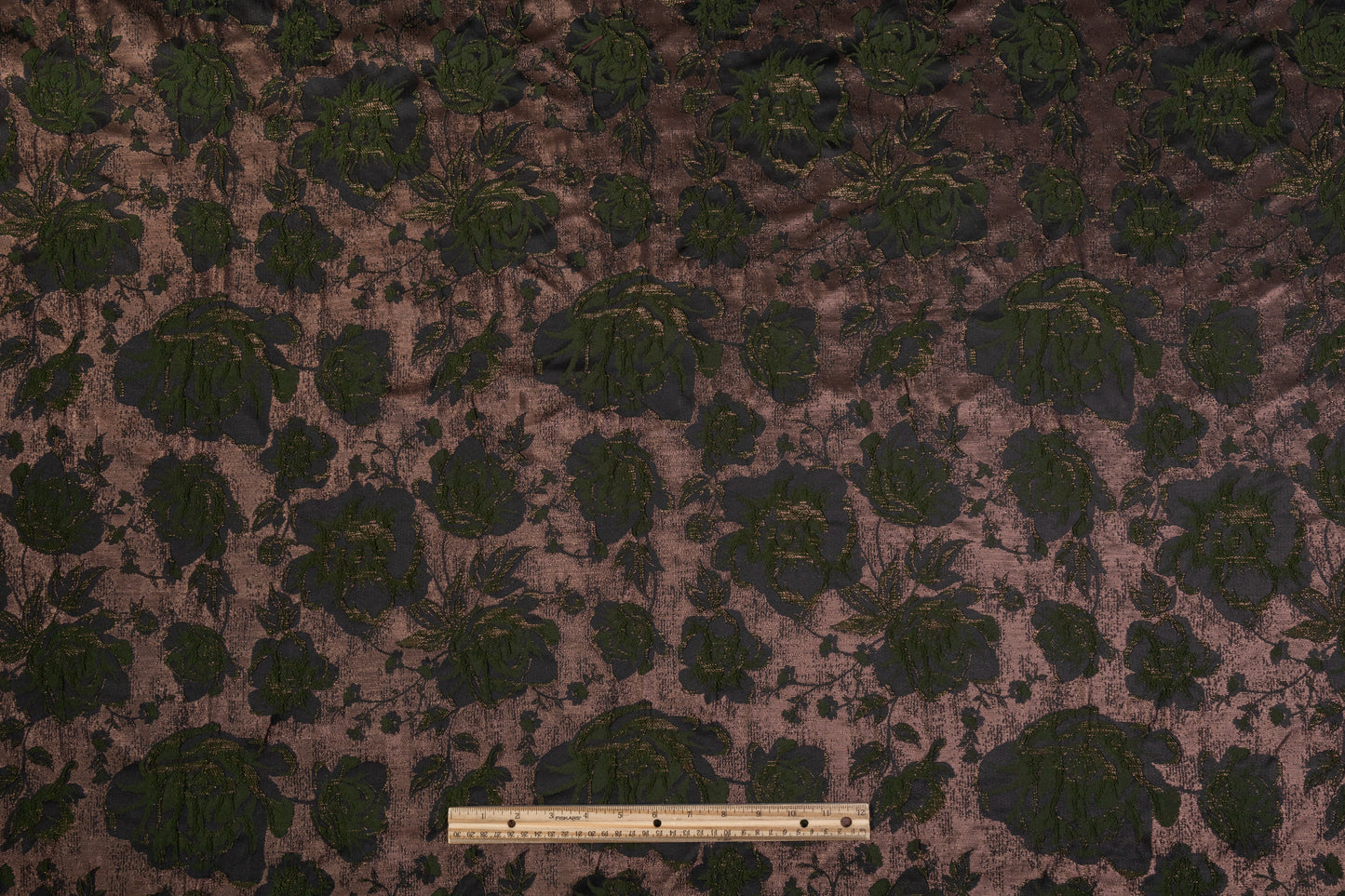 Floral Metallic Cloqué Brocade - Green / Brown