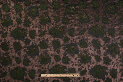 Floral Metallic Cloqué Brocade - Green / Brown