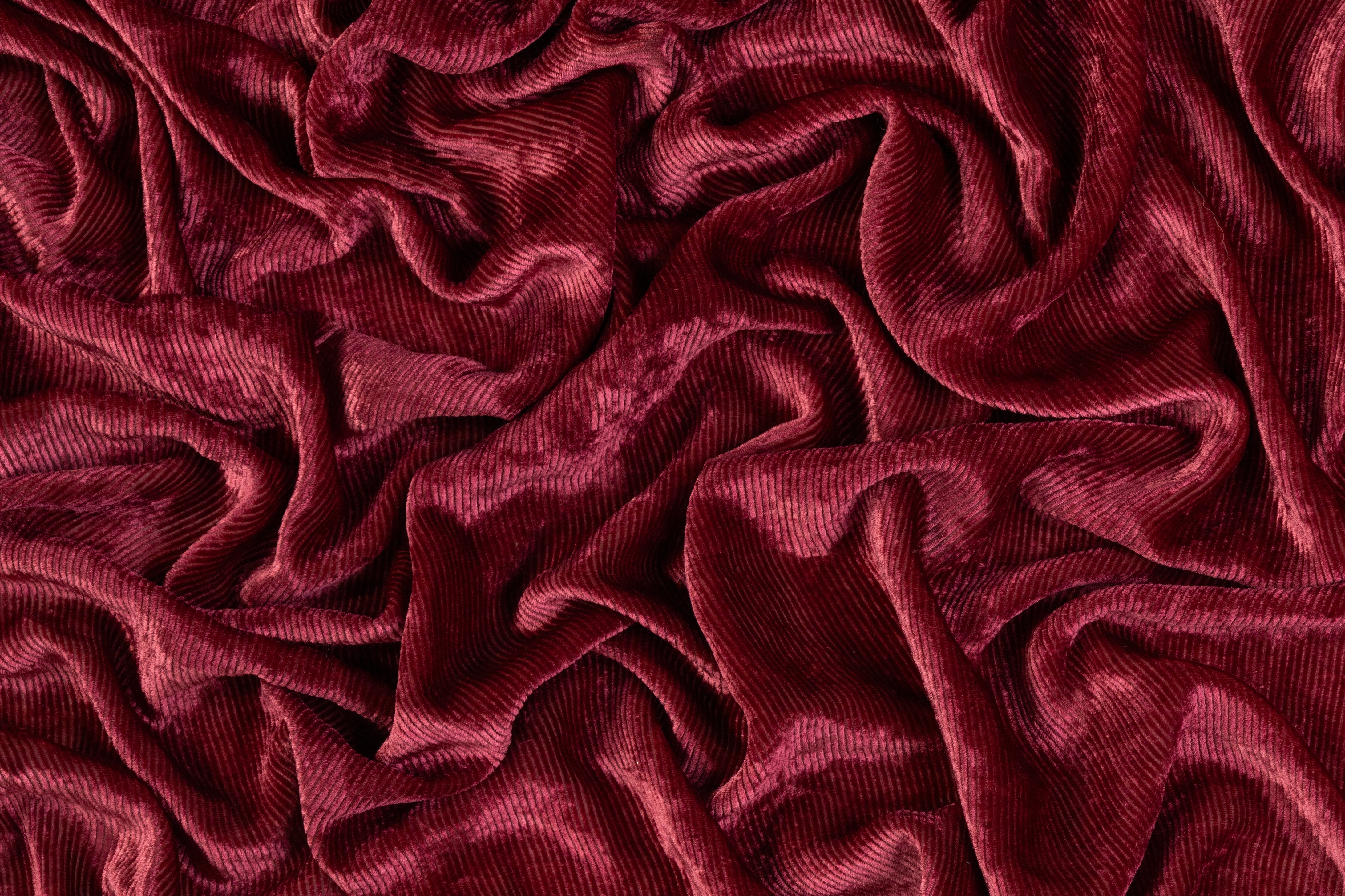 Silk Viscose 11 Wale Corduroy - Burgundy