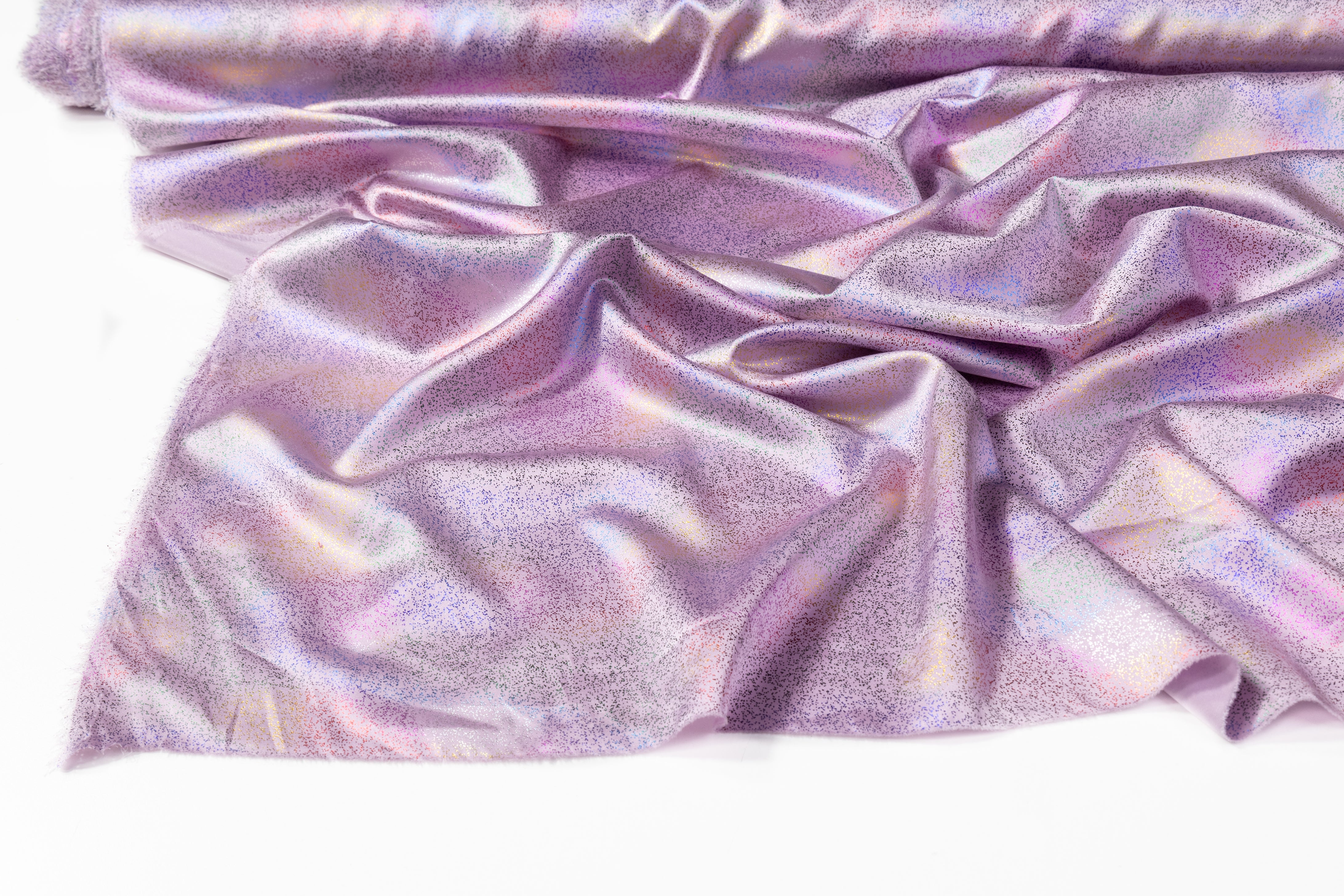 Abstract Laminated Italian Silk Charmeuse - Lilac / Multicolor