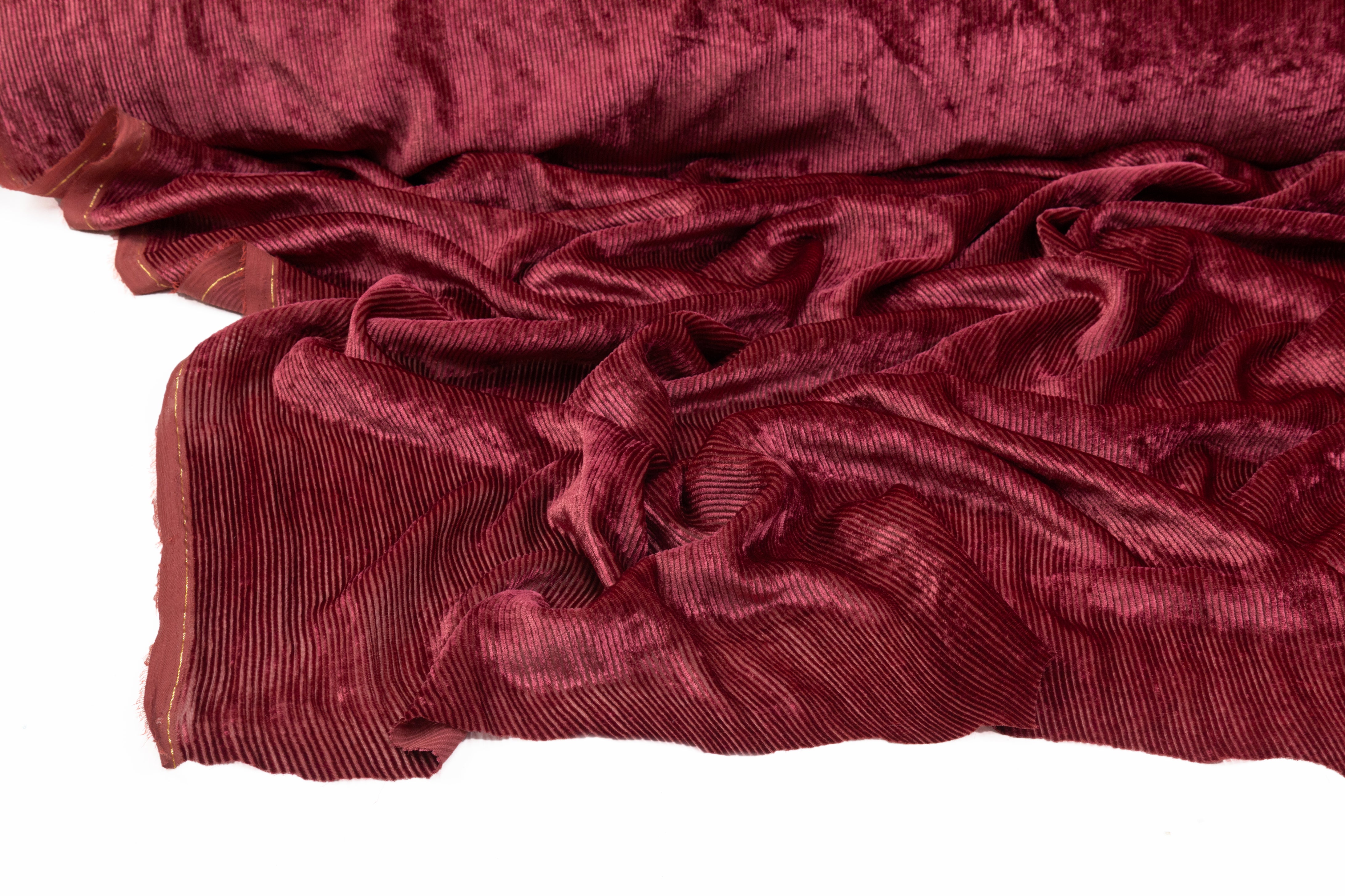 Silk Viscose 11 Wale Corduroy - Burgundy