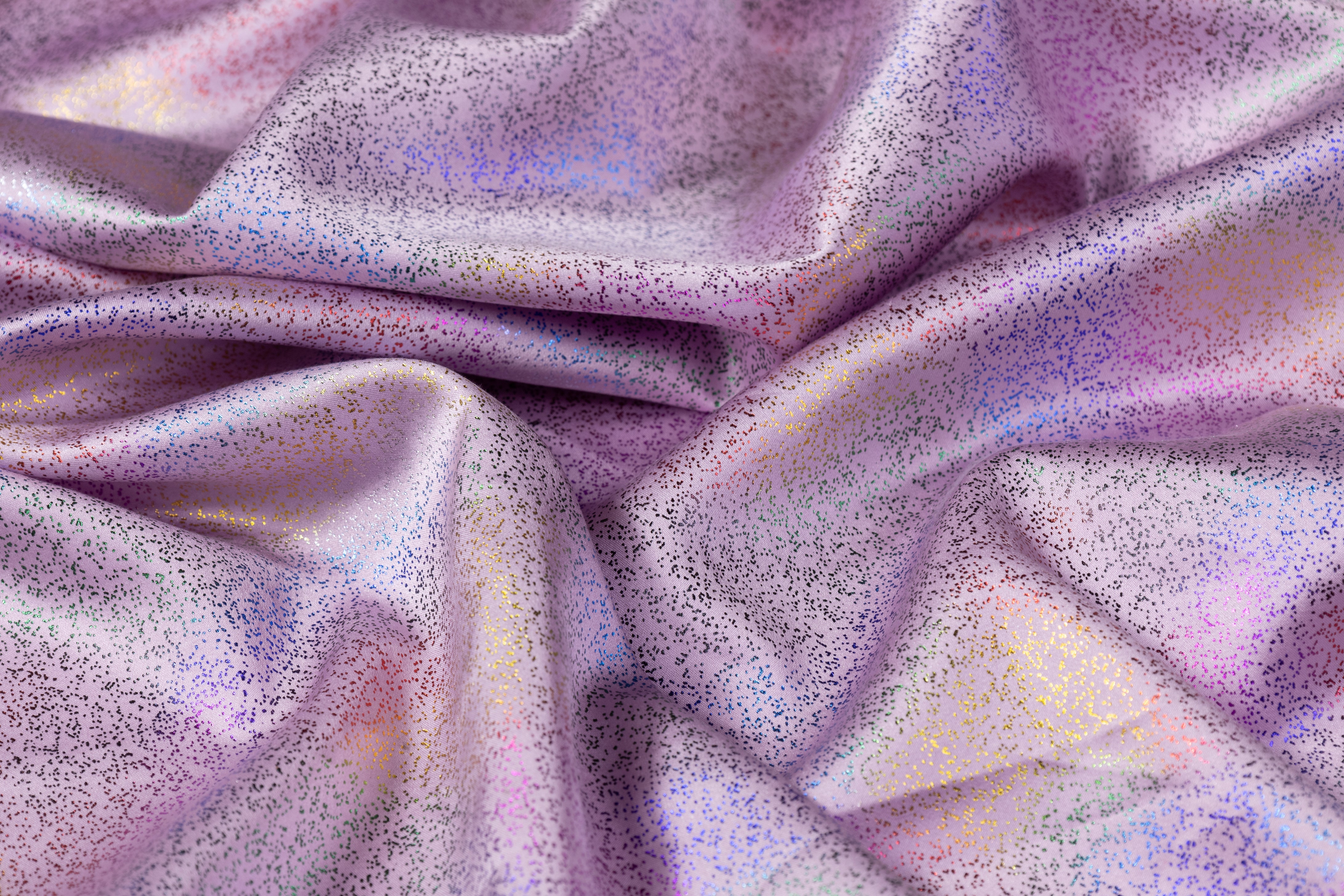 Abstract Laminated Italian Silk Charmeuse - Lilac / Multicolor