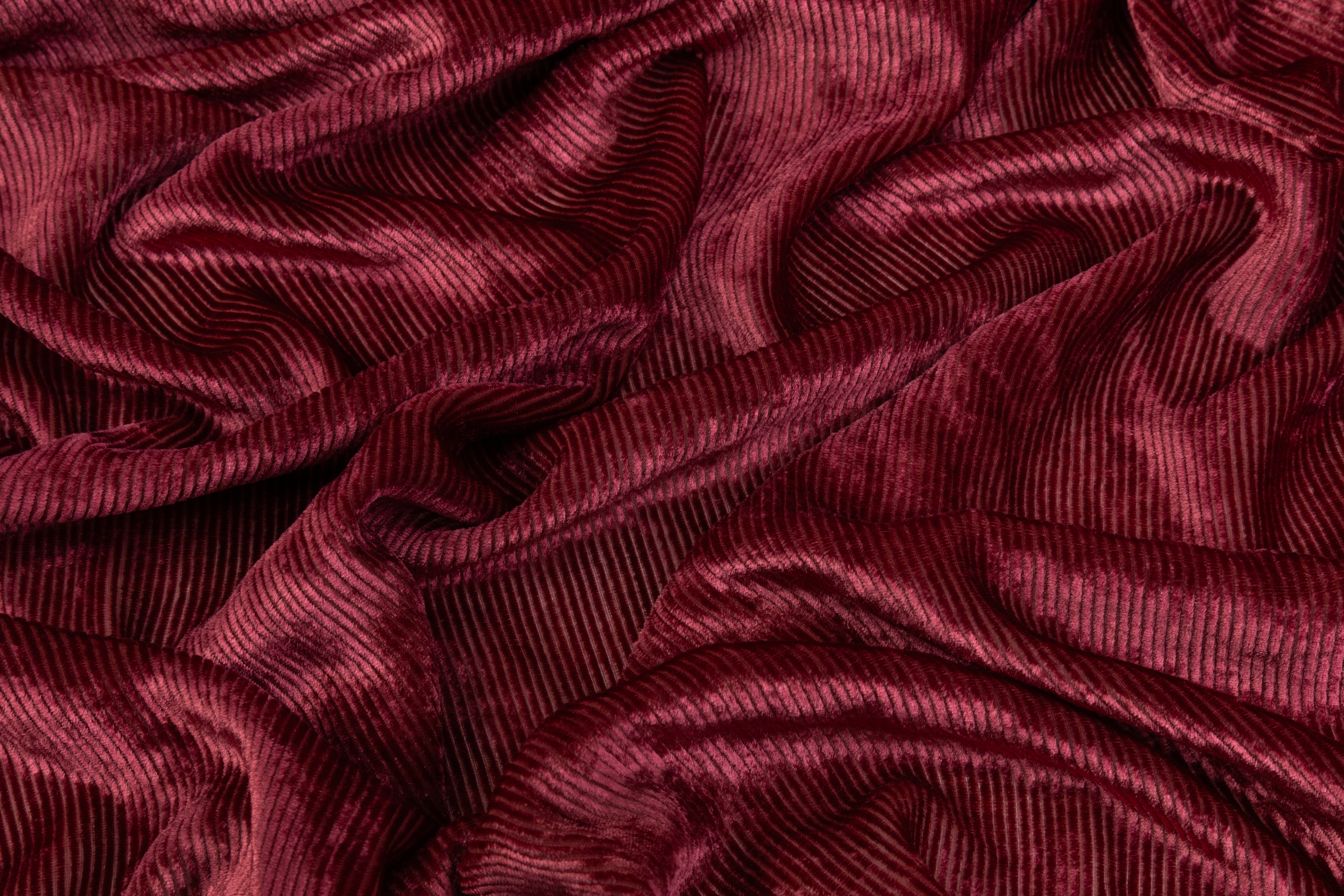 Silk Viscose 11 Wale Corduroy - Burgundy