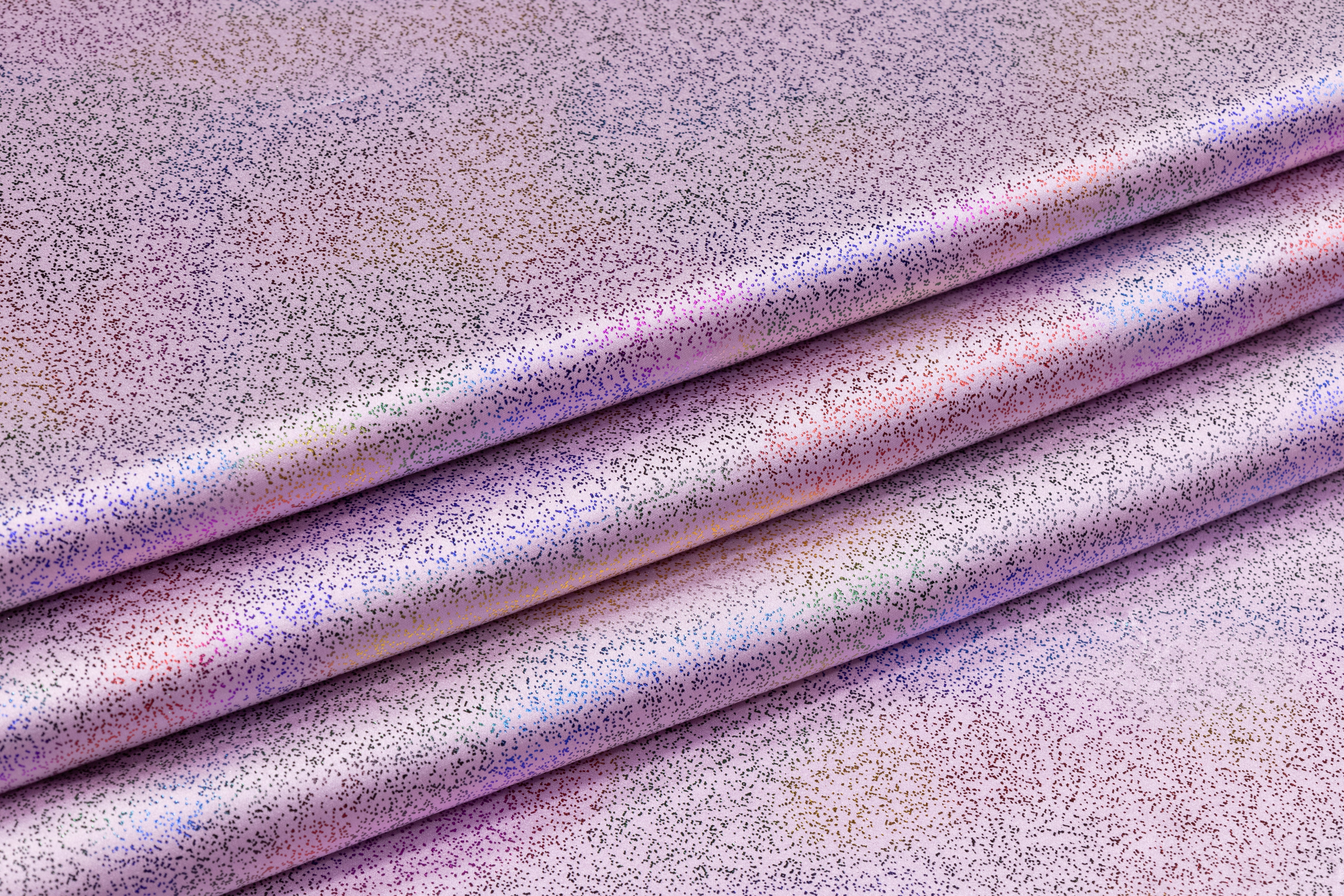Abstract Laminated Italian Silk Charmeuse - Lilac / Multicolor