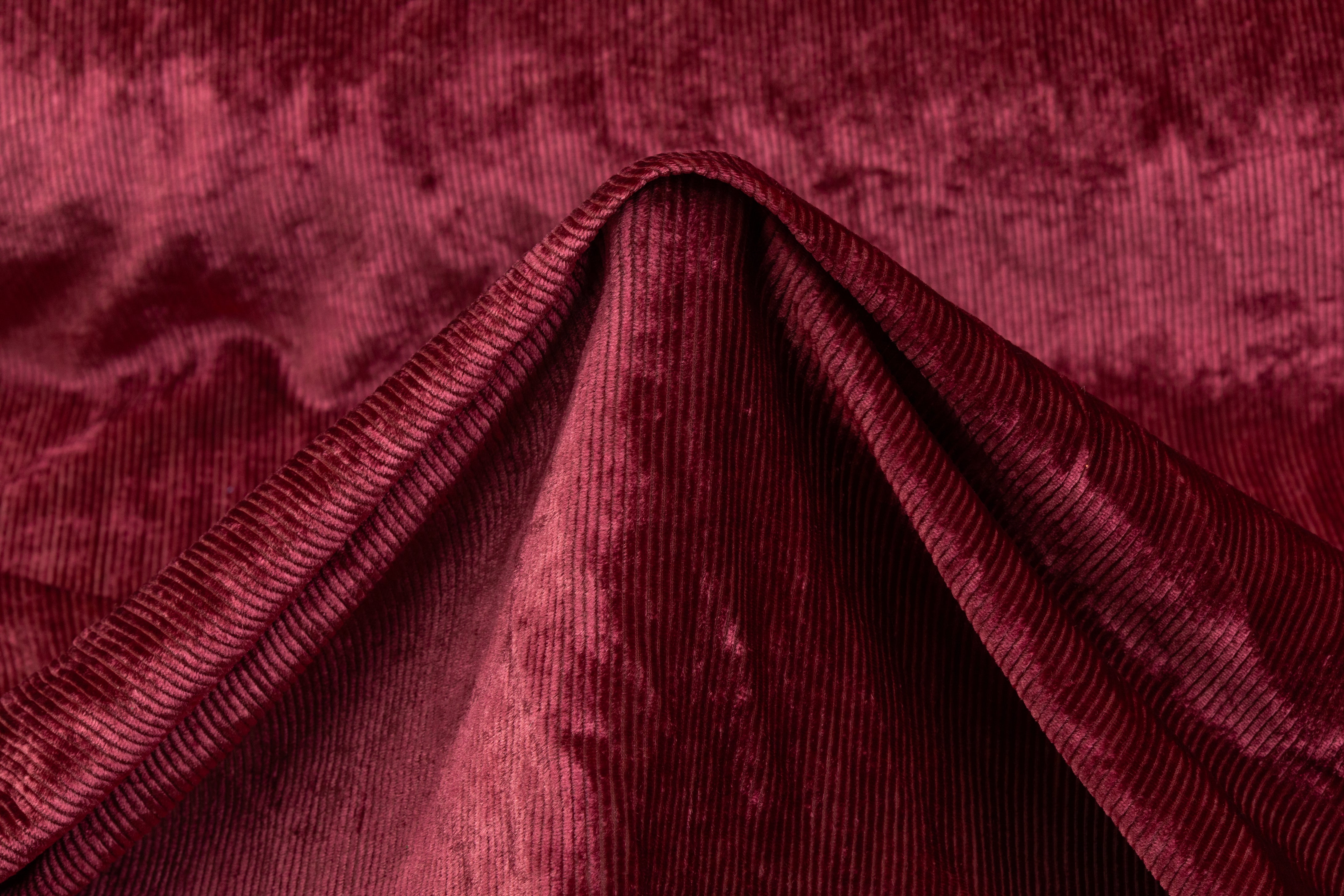 Silk Viscose 11 Wale Corduroy - Burgundy