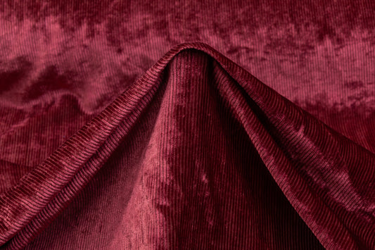 Silk Viscose 11 Wale Corduroy - Burgundy