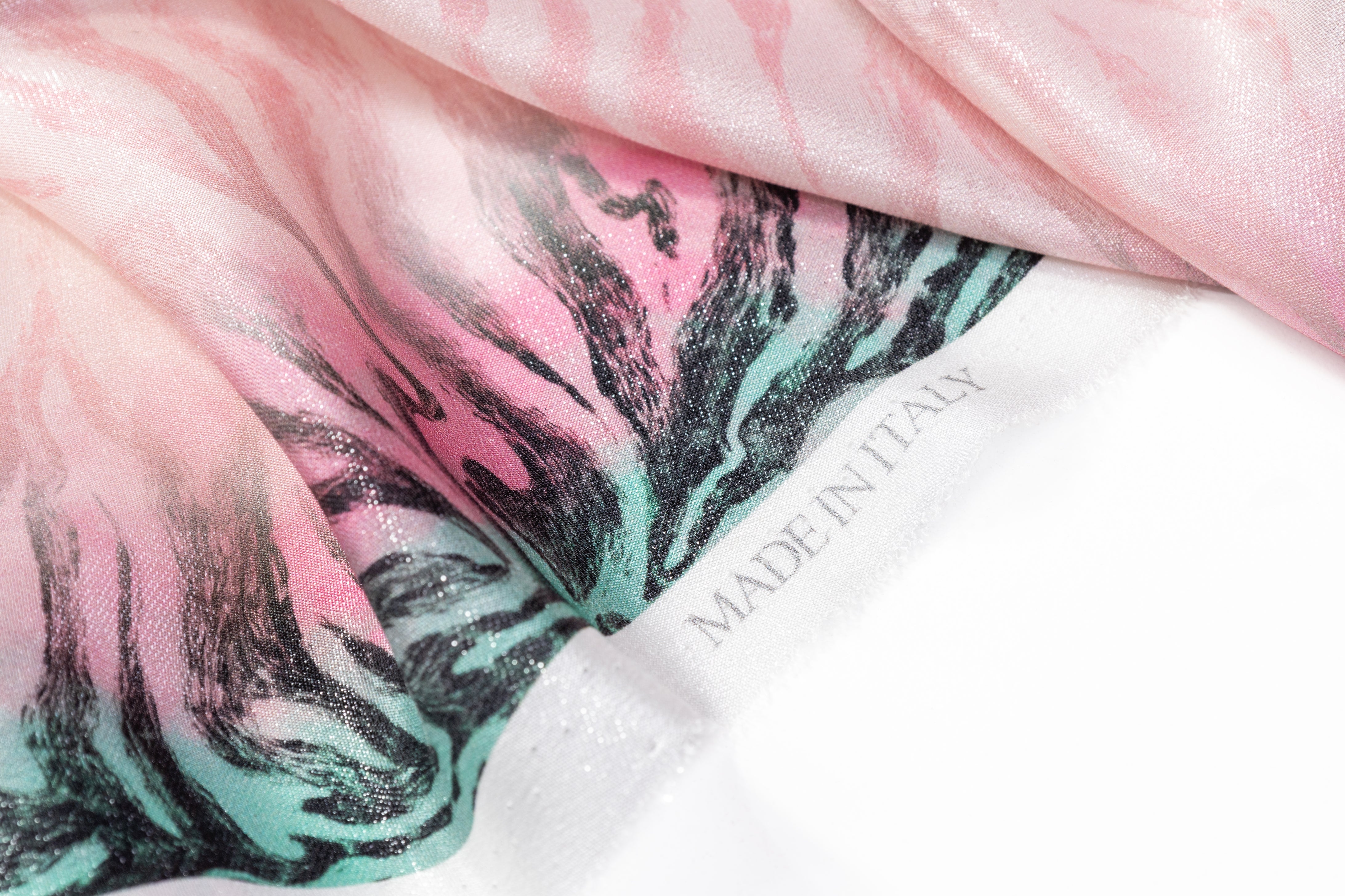 Zebra Stripe Italian Silk Lamé - Pink / Green / Black