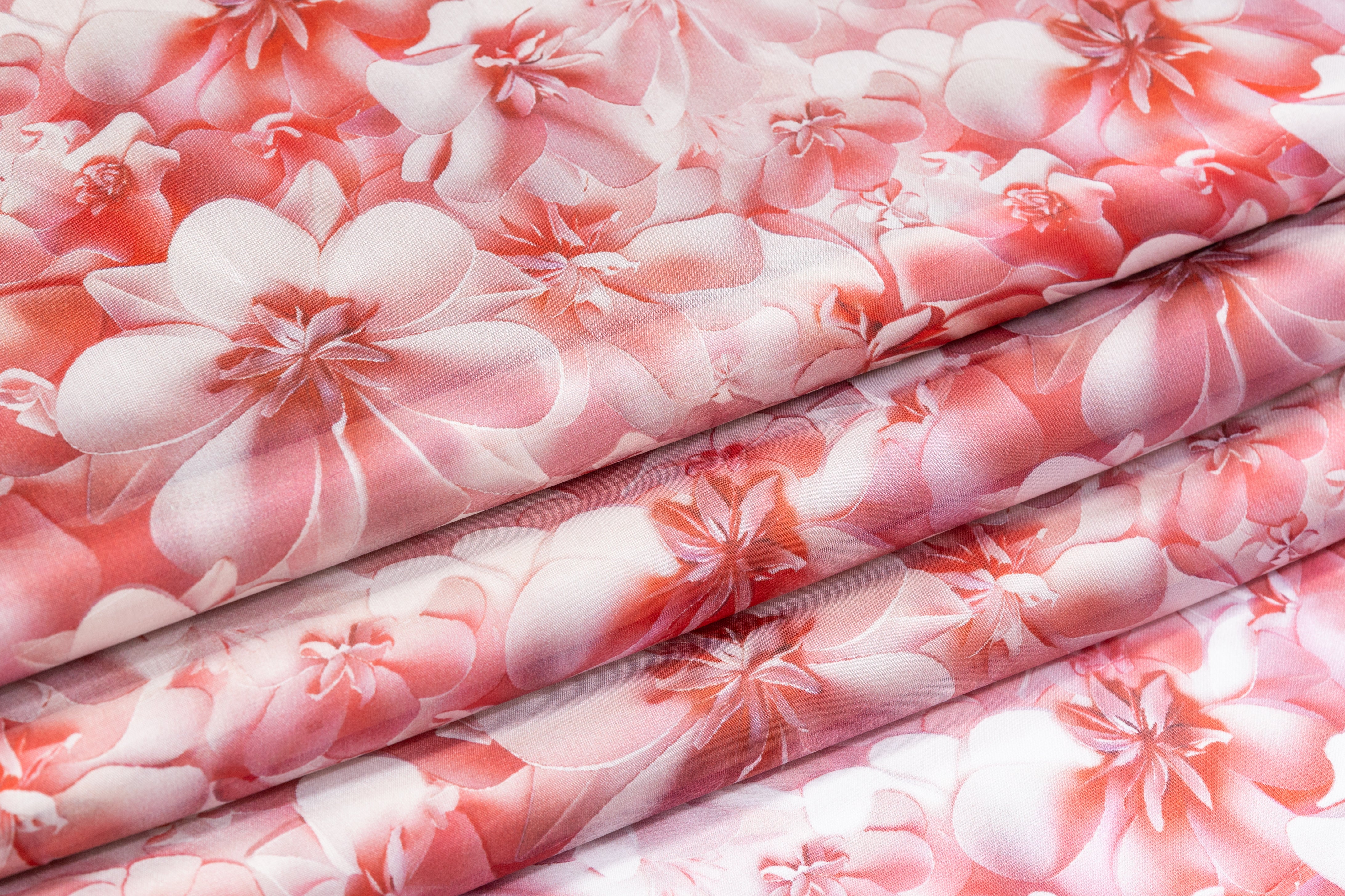 Floral Italian Silk Chiffon - Rose / White