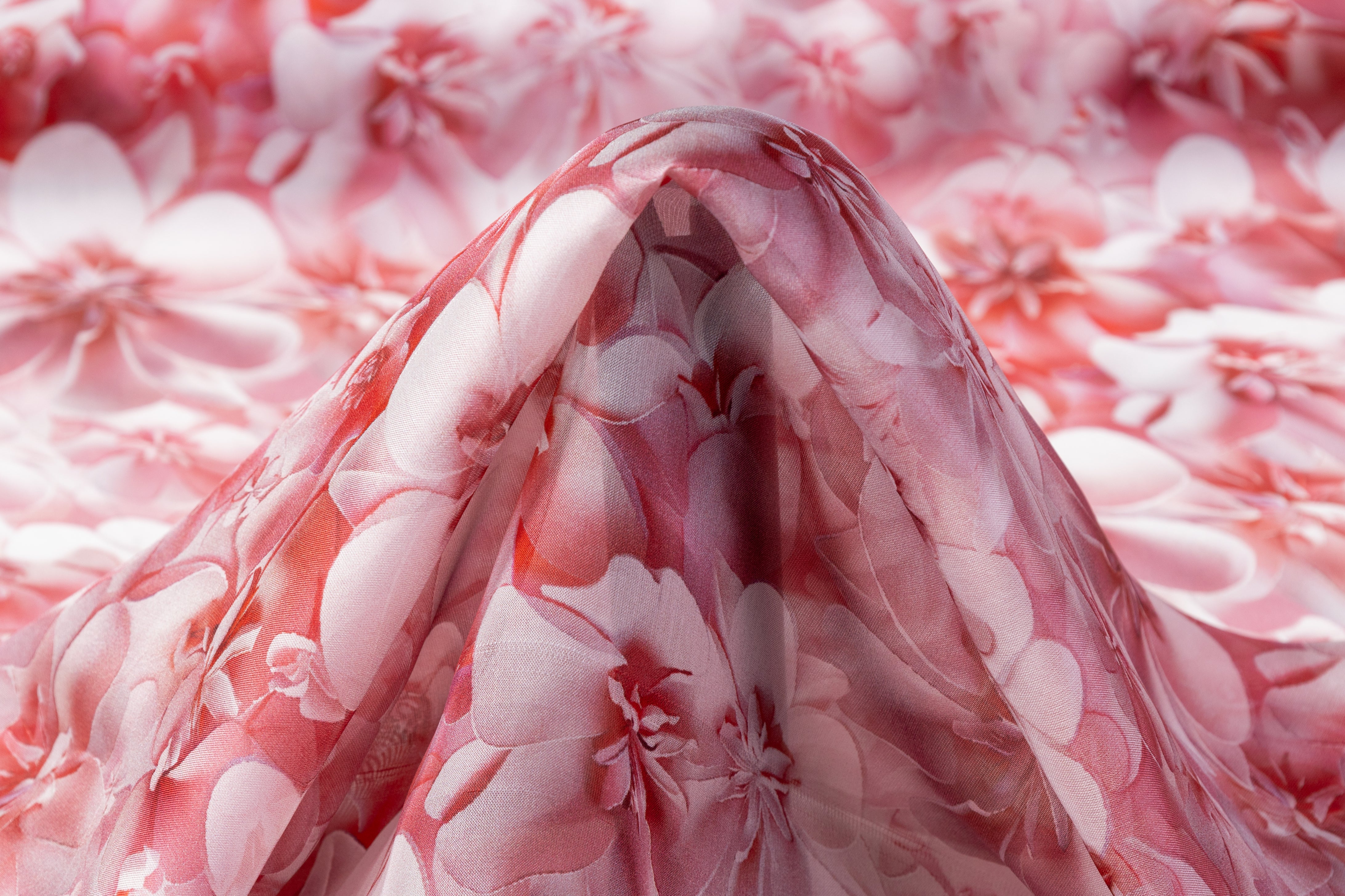 Floral Italian Silk Chiffon - Rose / White