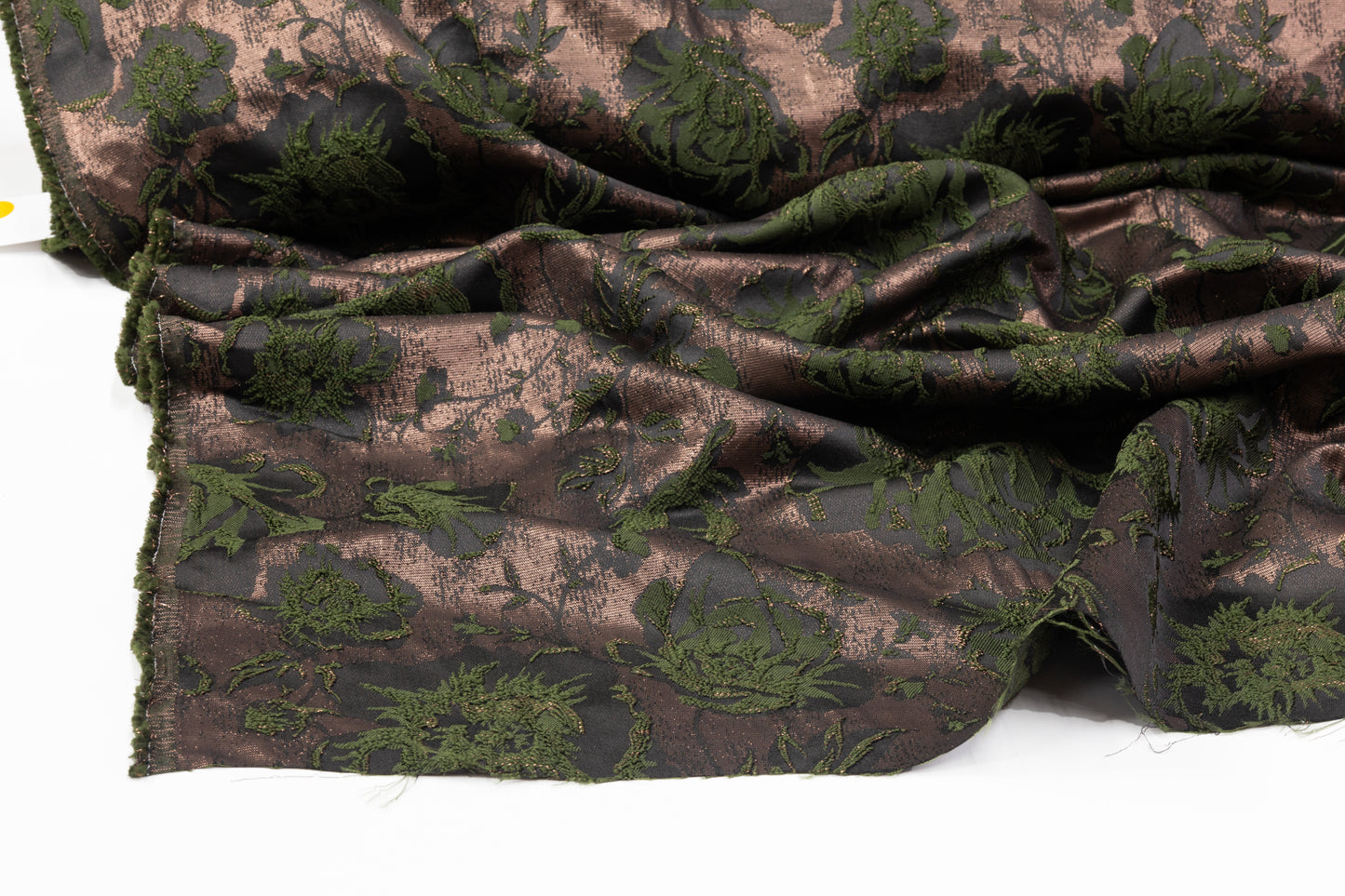 Floral Metallic Cloqué Brocade - Green / Brown