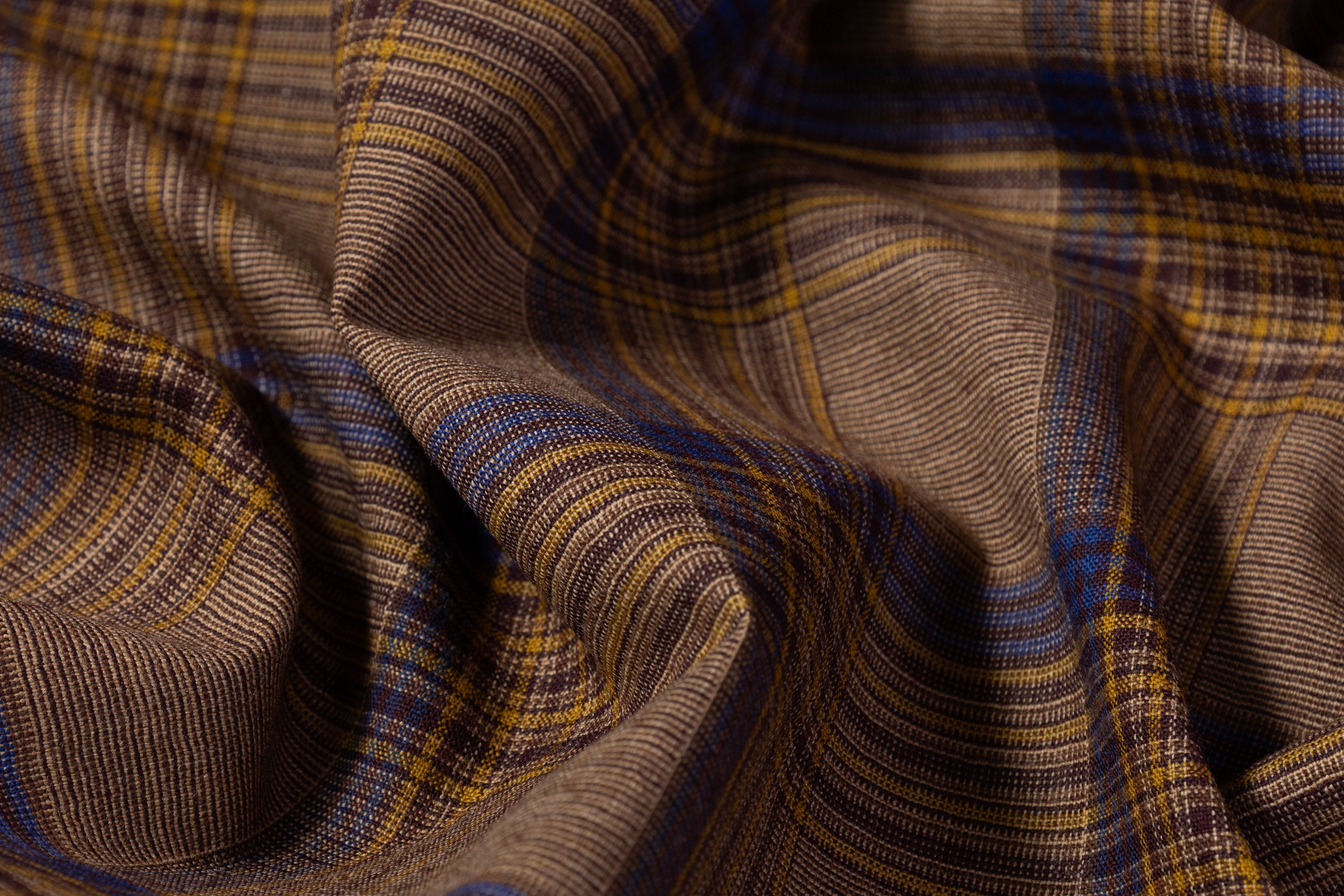 Emanuel Ungaro - Checked Italian Stretch Wool Suiting - Brown / Blue