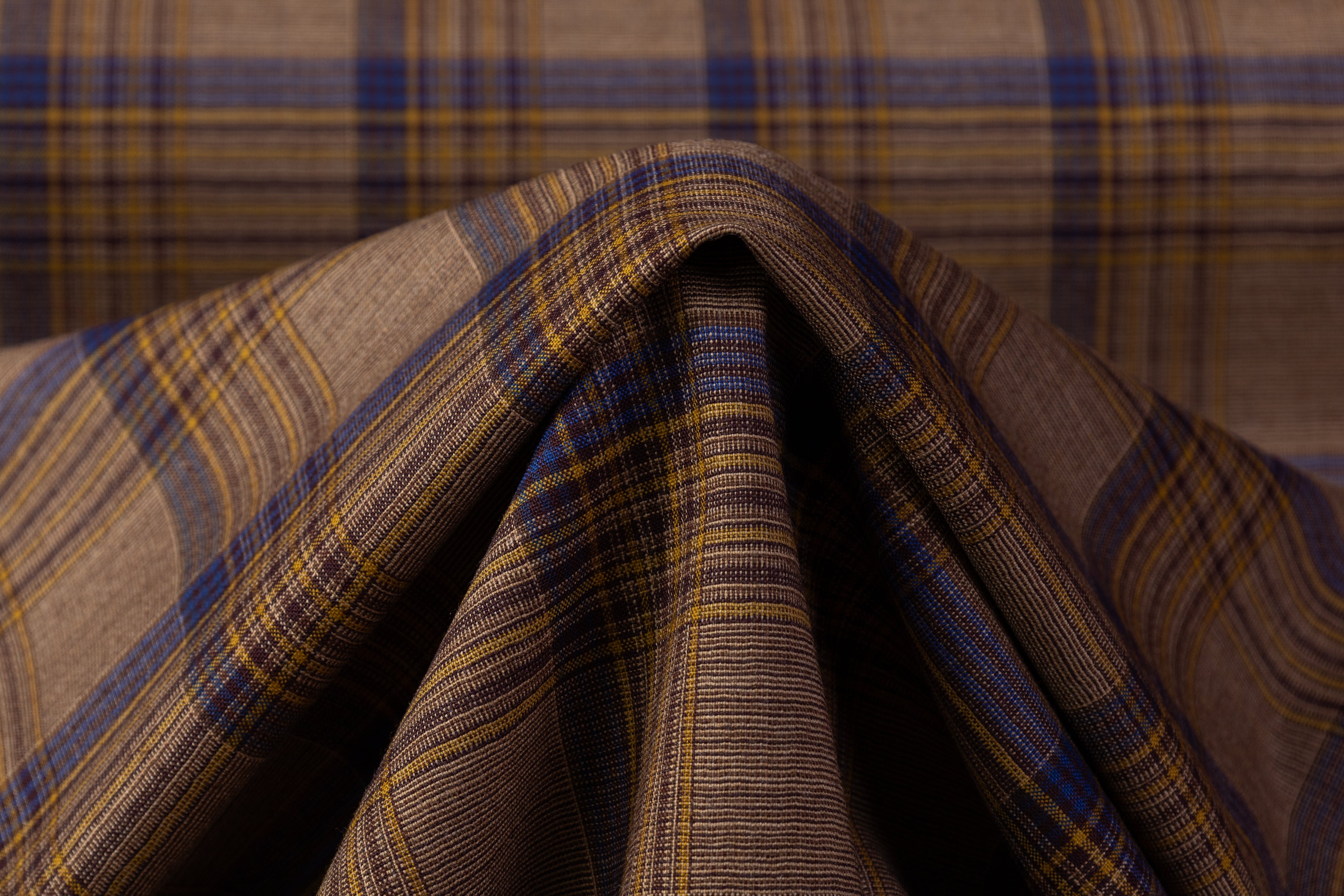 Emanuel Ungaro - Checked Italian Stretch Wool Suiting - Brown / Blue