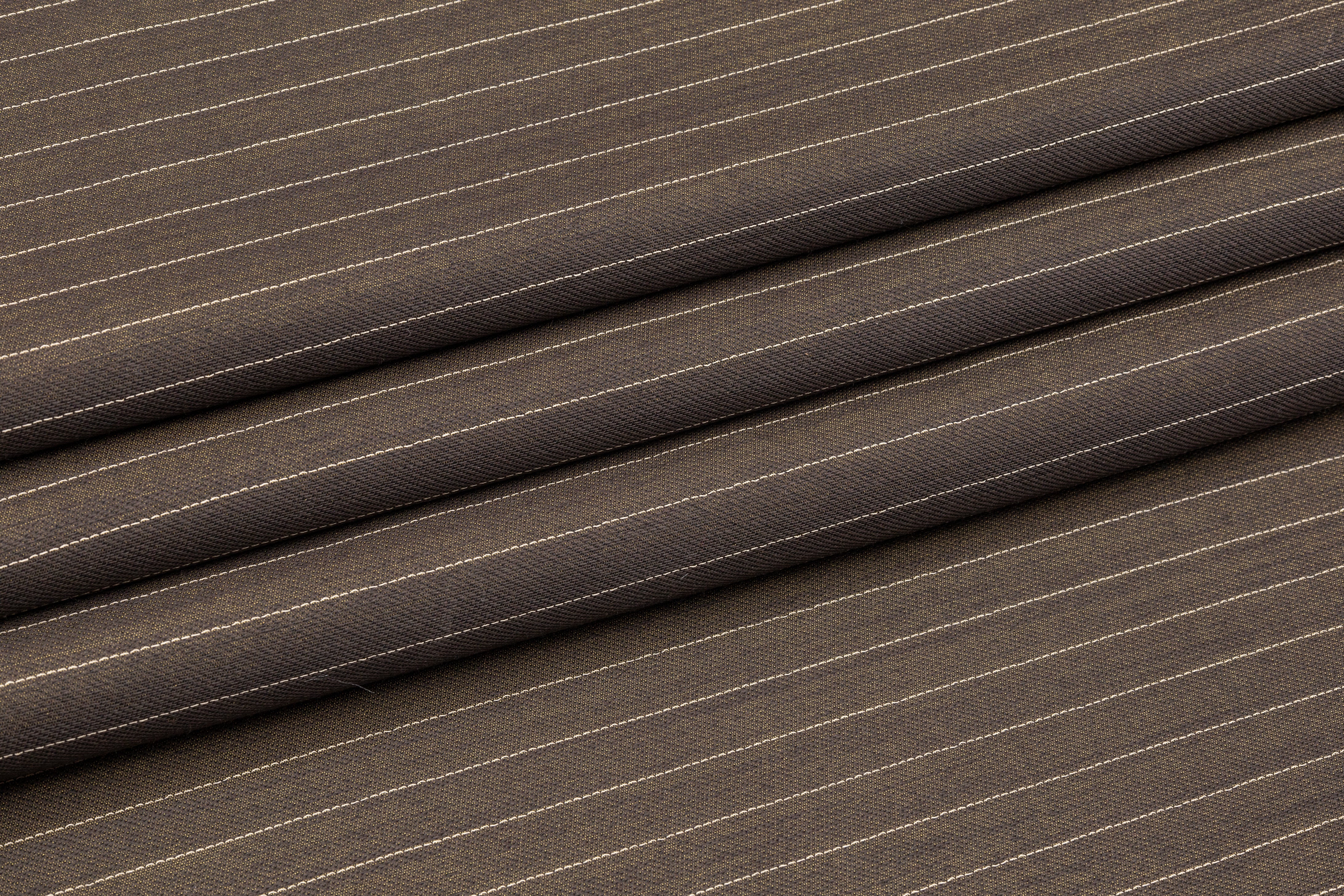 Iridescent Pin Striped Italian Wool Viscose Suiting - Bronze