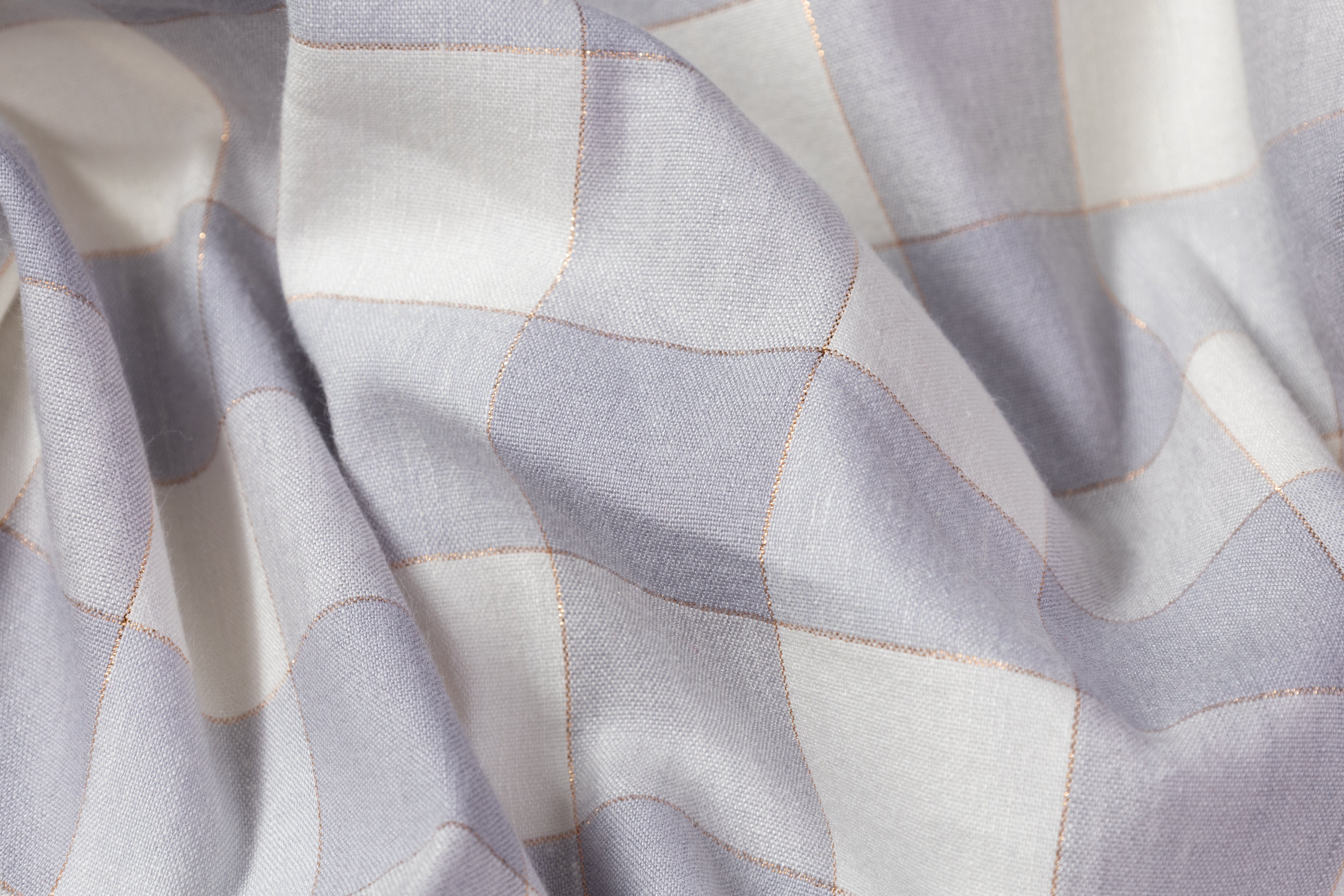 Checked Metallic Linen - Gray / White / Gold