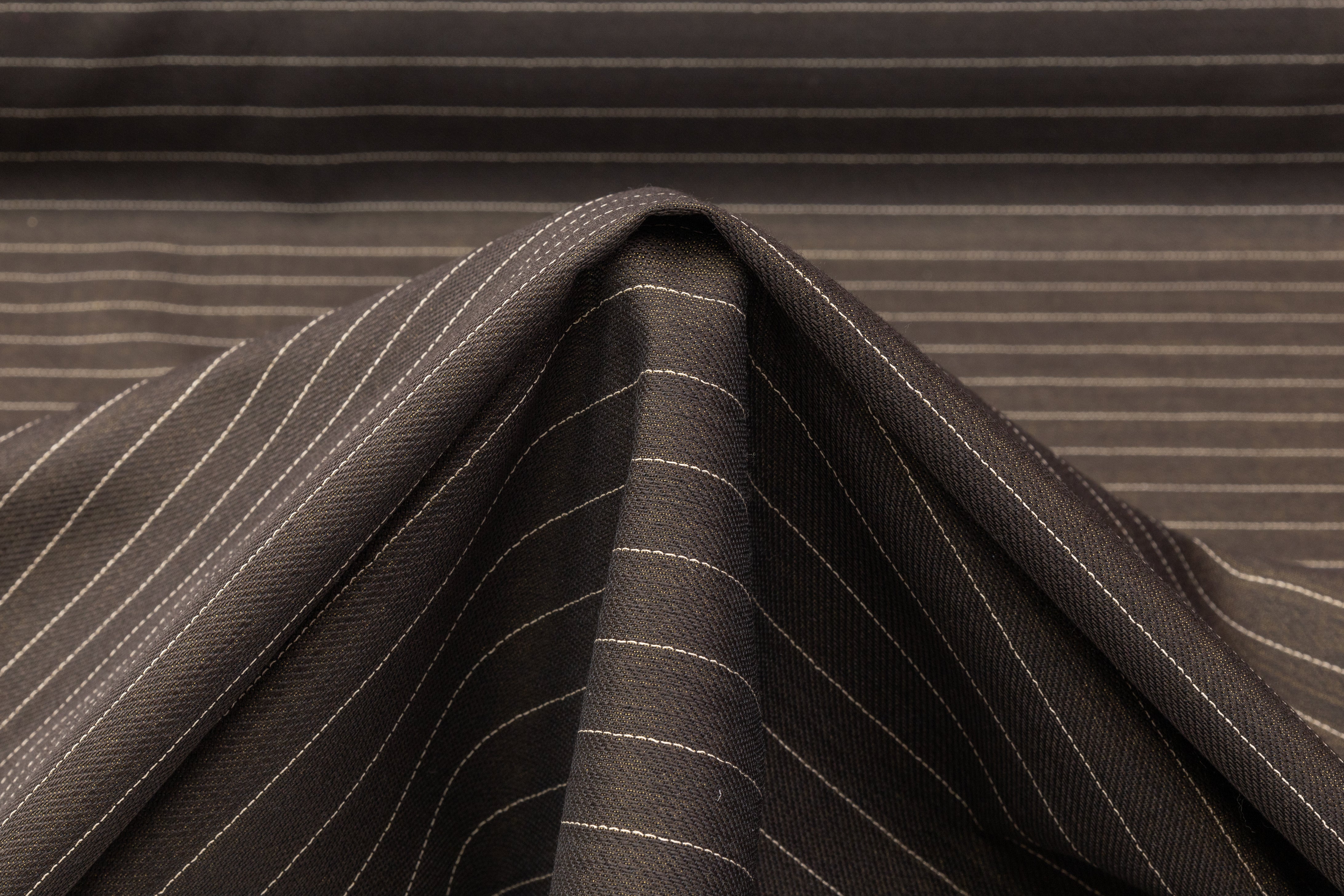 Iridescent Pin Striped Italian Wool Viscose Suiting - Bronze