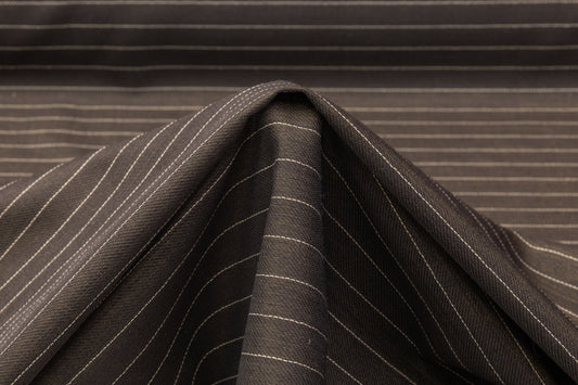 Iridescent Pin Striped Italian Wool Viscose Suiting - Bronze