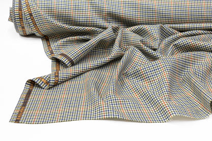 Checked Superfine Worsted Wool Suiting - Green / Blue / Orange