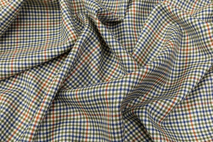 Checked Superfine Worsted Wool Suiting - Green / Blue / Orange