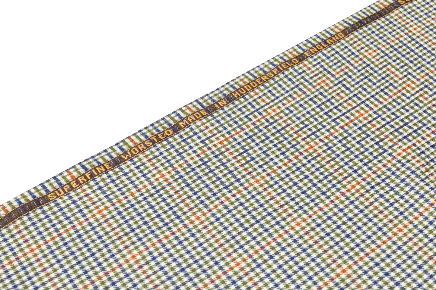 Checked Superfine Worsted Wool Suiting - Green / Blue / Orange