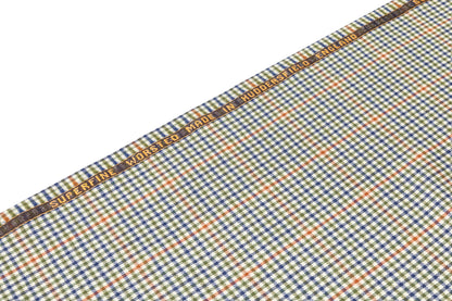 Checked Superfine Worsted Wool Suiting - Green / Blue / Orange