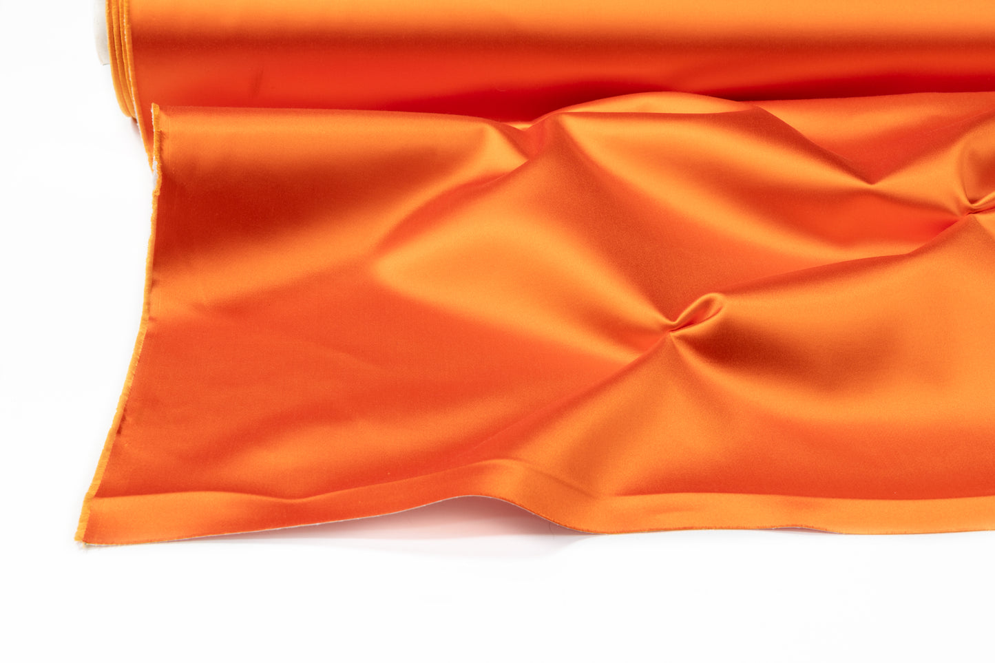 Italian Cotton Backed Silk Viscose Satin - Orange