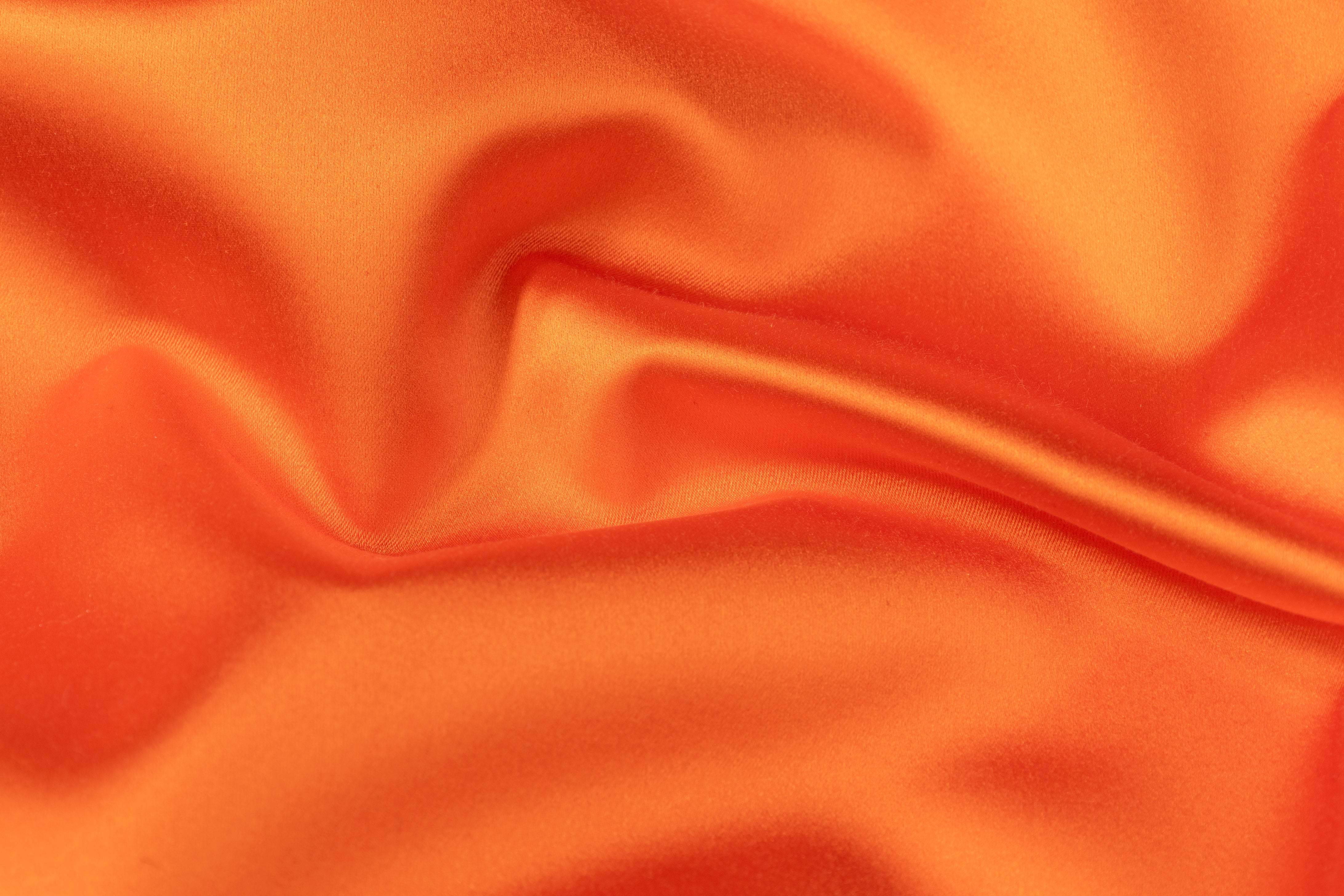 Italian Cotton Backed Silk Viscose Satin - Orange