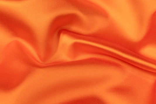 Italian Cotton Backed Silk Viscose Satin - Orange